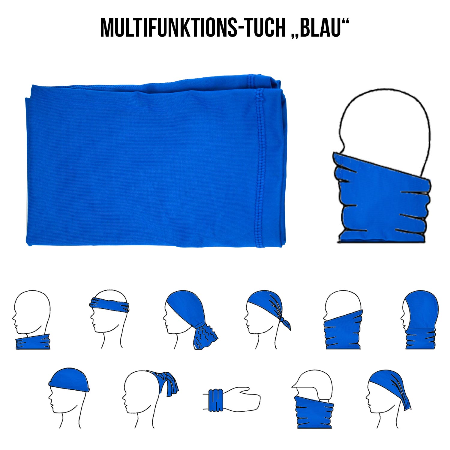 Multifunktionstuch Mund Nasen Schutz Schlauch Maske Blau