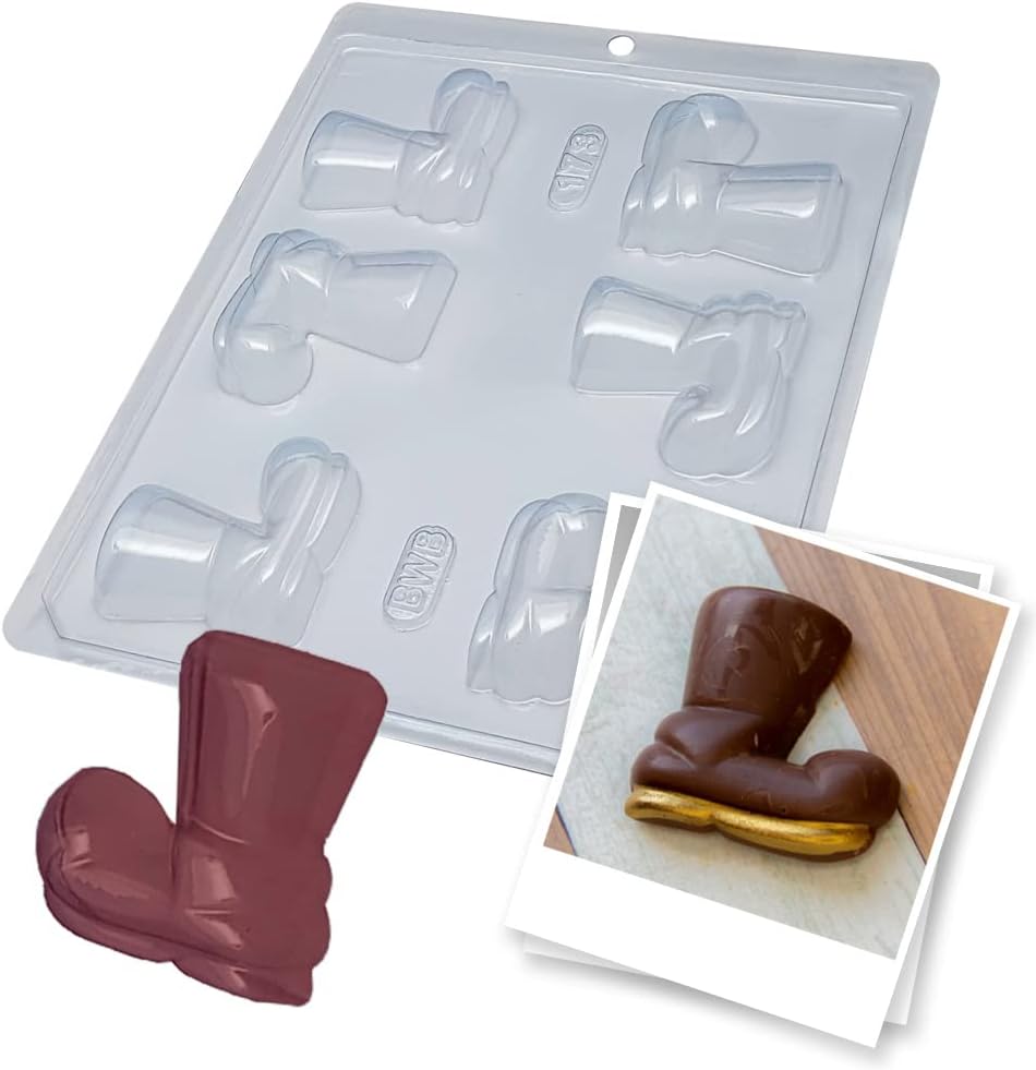 BWB 173 Form Bonbonform Weihnachten Mittlerer Stiefel für heiße Schokolade Einfache Form mit 6 Löchern 60g Material PET Kunststoff Transparent Dreidim