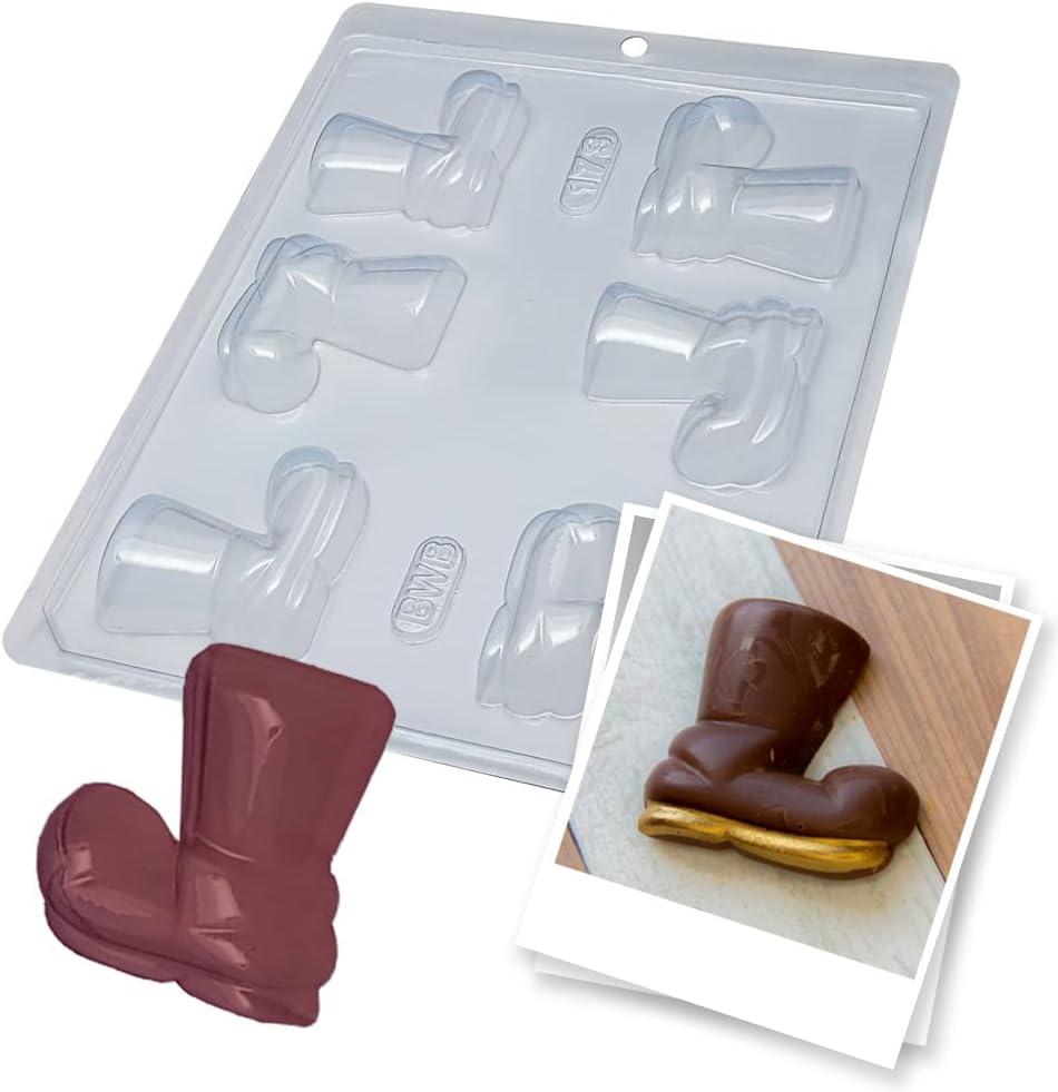 BWB 173 Form Bonbonform Weihnachten Mittlerer Stiefel für heiße Schokolade Einfache Form mit 6 Löchern 60g Material PET Kunststoff Transparent Dreidimensionale Pralinen Zubehör Backutensilien