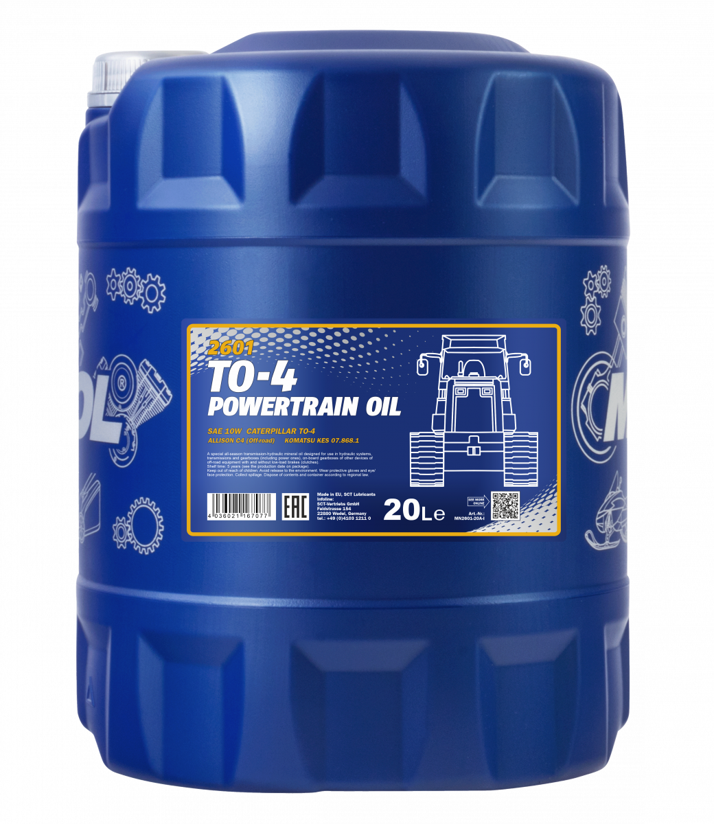 Mannol 2601 TO-4 Powertrain Oil SAE 10W Getriebehydraulik Mineralöl 20 Liter