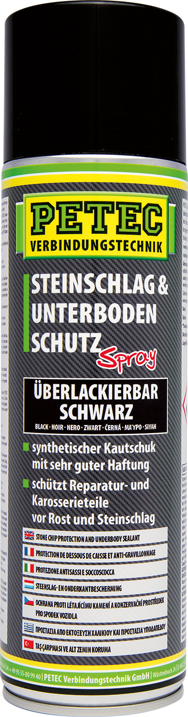 Petec Steinschlagschutz und Unterbodenschutz Spray überlackierbar Schwarz 500 ml