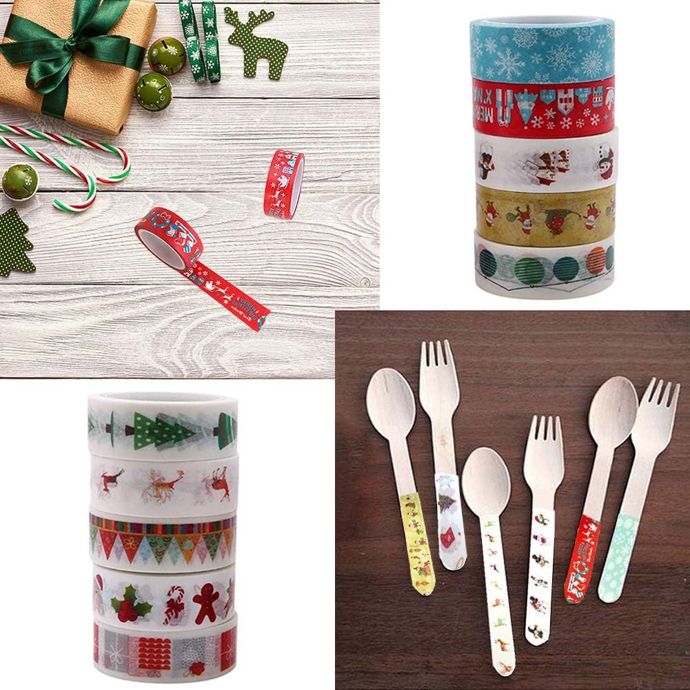 BESTZY 10PCS Bastel Klebeband Weihnachten Dekoband Masking Tape für Scrapbooking DIY Handwerk Geschenkverpackung Weihnachten Merry Christmas（5m*15mm）