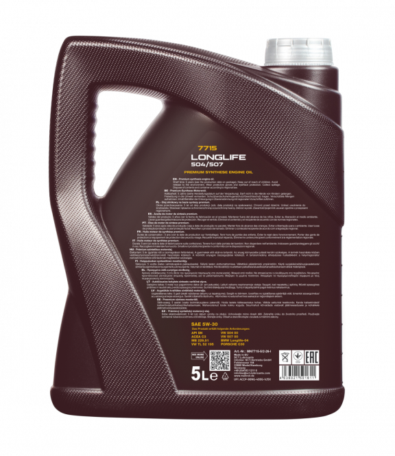 5W-30 Mannol 7715 Longlife 504 507 für VW Audi Skoda Motoröl 5 Liter