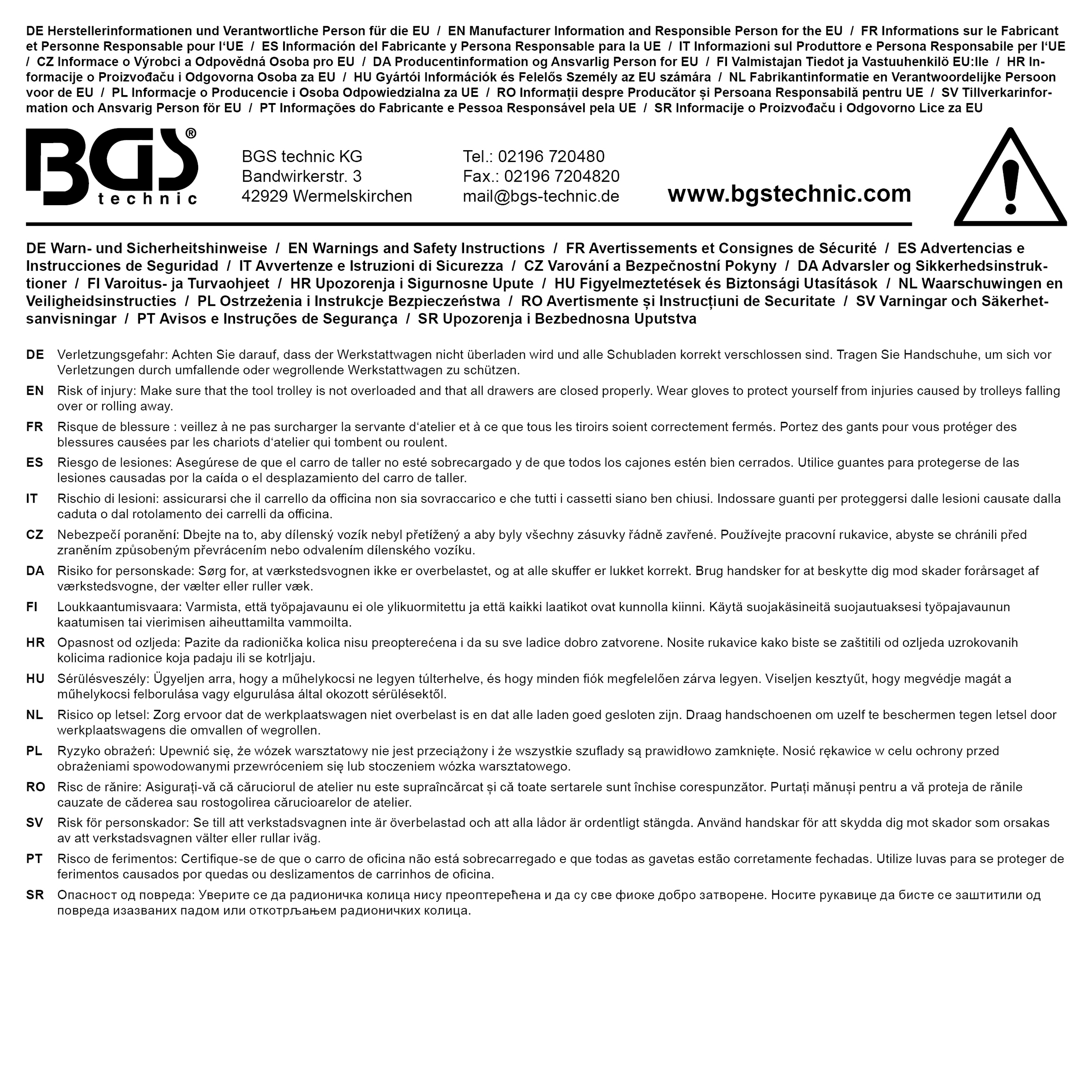 BGS Werkstattwagen | 7 Schubladen | mit 263 Werkzeugen