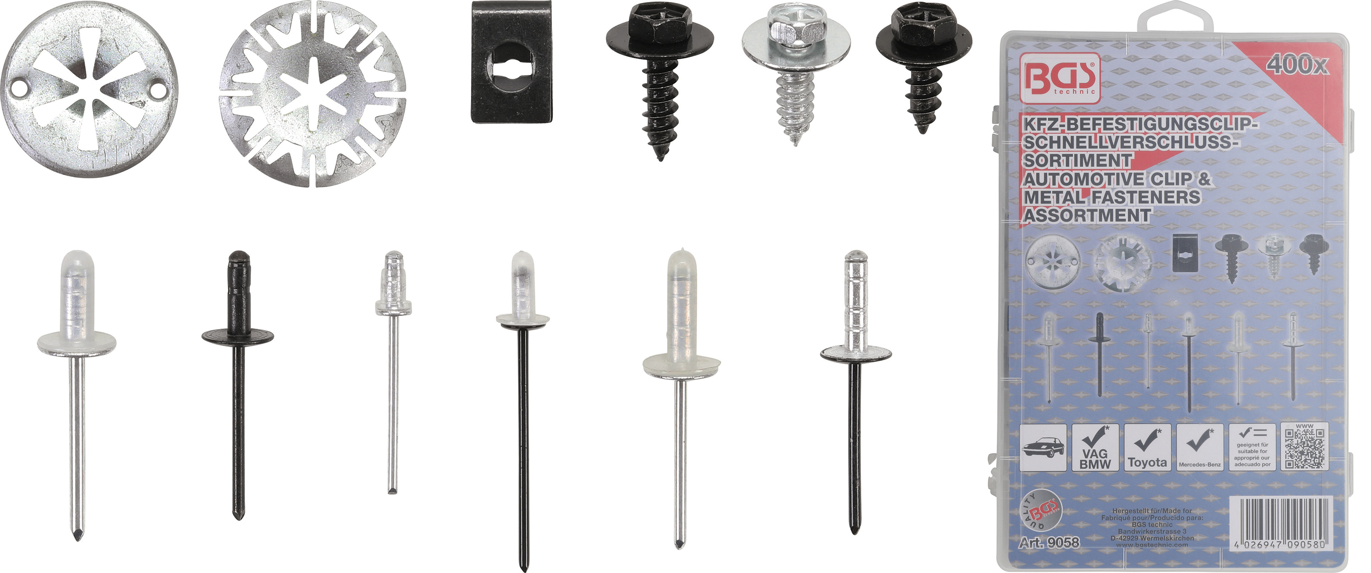 BGS Technic KFZ Befestigungsclip Sortiment für Audi VW Toyota Mercedes Benz BMW 400tlg