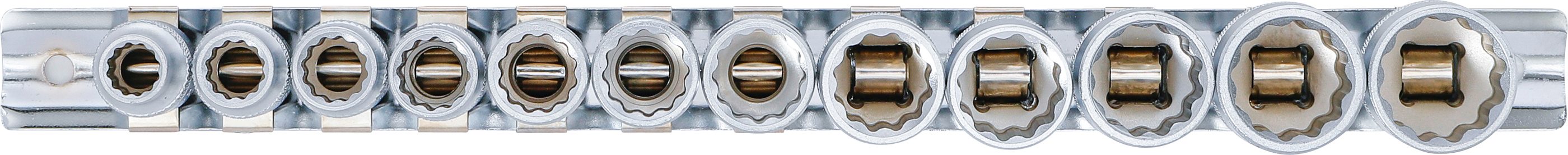 BGS Steckschlüssel-Einsatz-Satz, Zwölfkant | Antrieb Innenvierkant 10 mm (3/8") | SW 8 - 19 mm | 12-tlg.