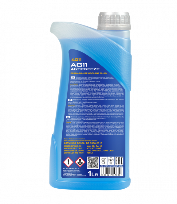 Mannol 4011 Kühlerfrostschutz Antifreeze AG11 Longterm -40 Fertigmischung 1 Liter