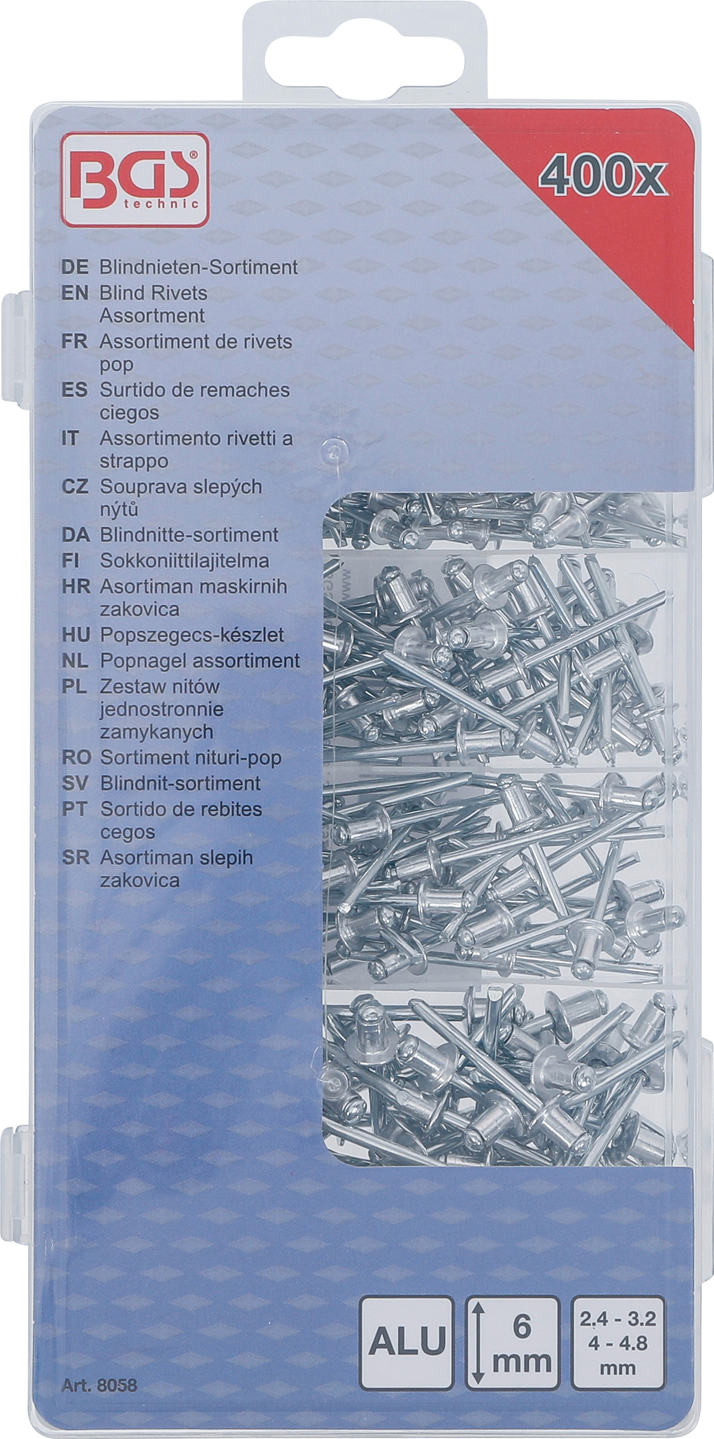 BGS Blindnieten-Sortiment | Aluminium | 2,4 - 4,8 mm | 400-tlg.
