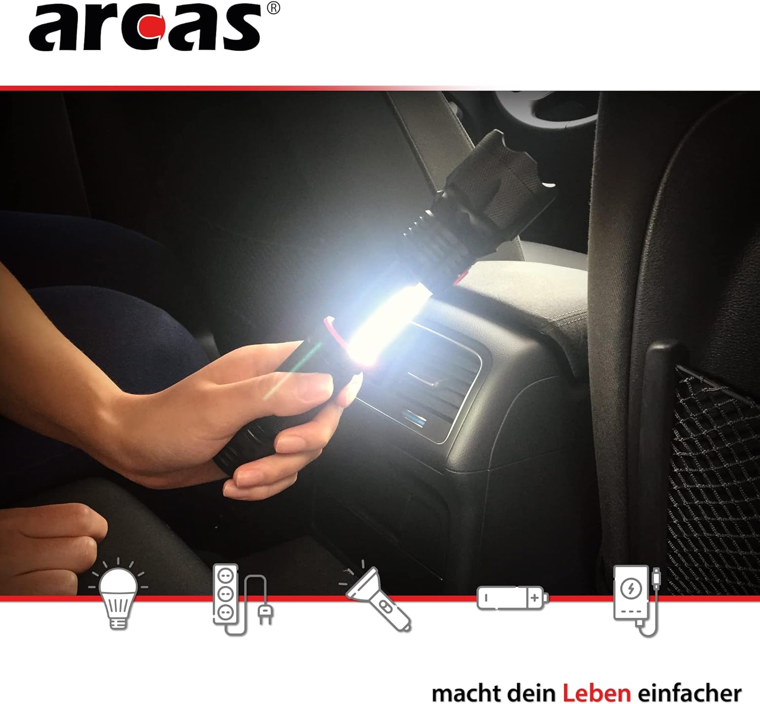 Arcas 3 in 1 LED Leuchte Taschenlampe 350 Lumen schwarz