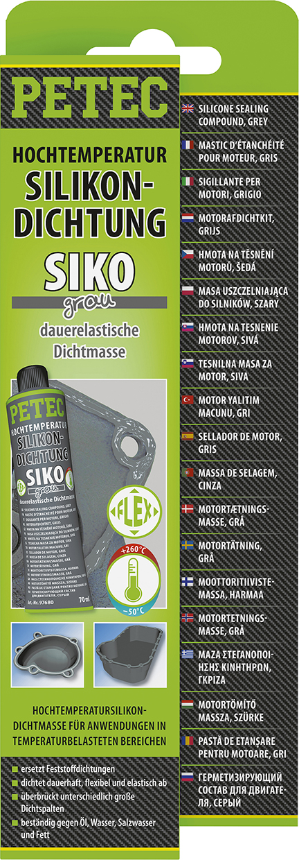 Petec Hochtemperatursilikon SIKO grau 70 ml Tube