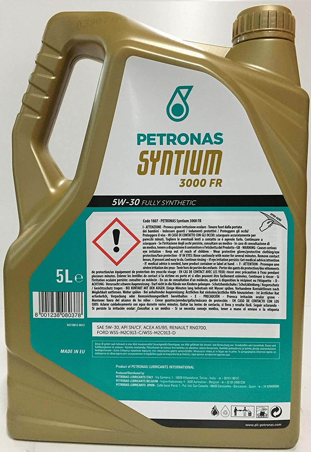 5W-30 Petronas Syntium 3000 FR Motoröl 5 Liter