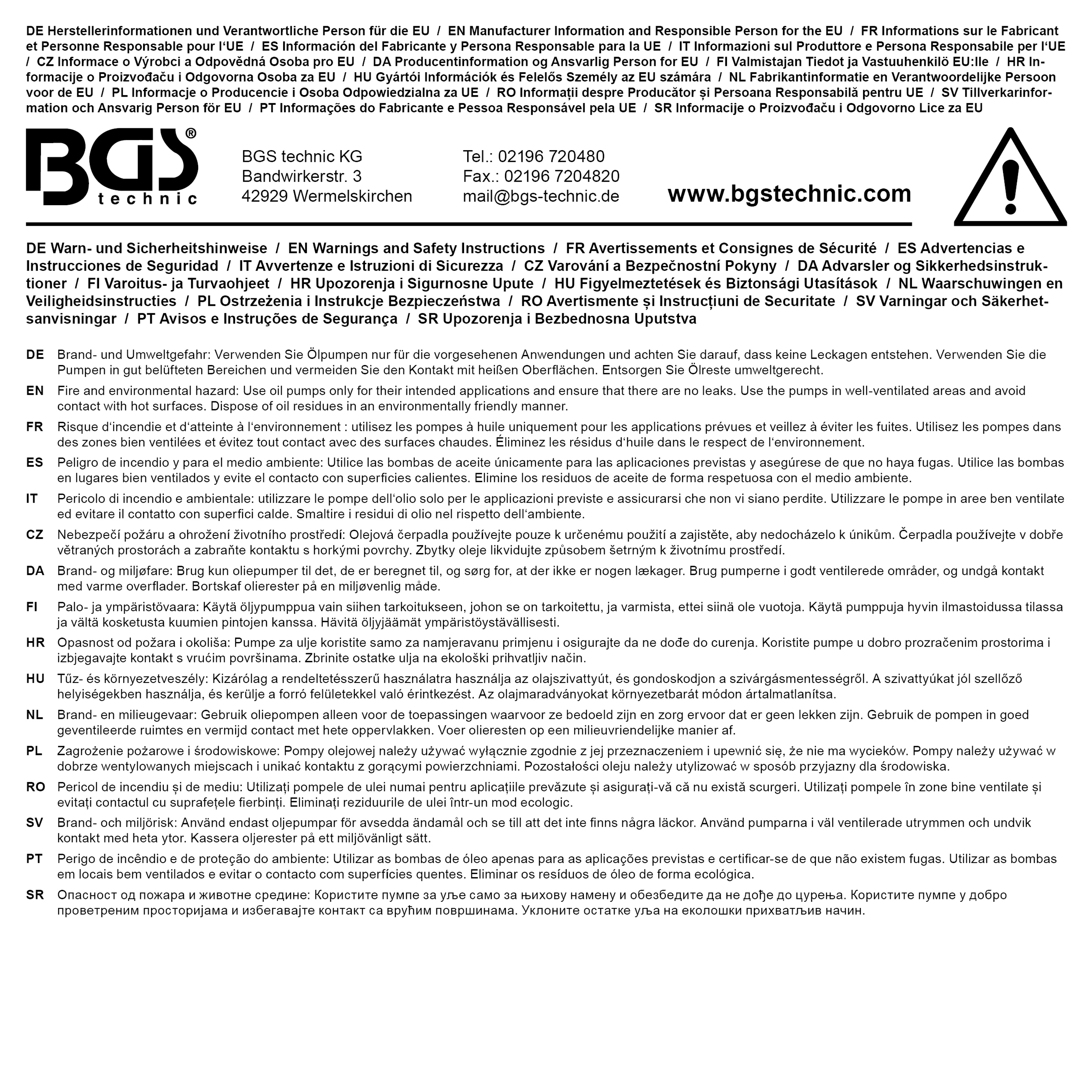 BGS Hebel-Pumpe für Kunststoffbehälter
