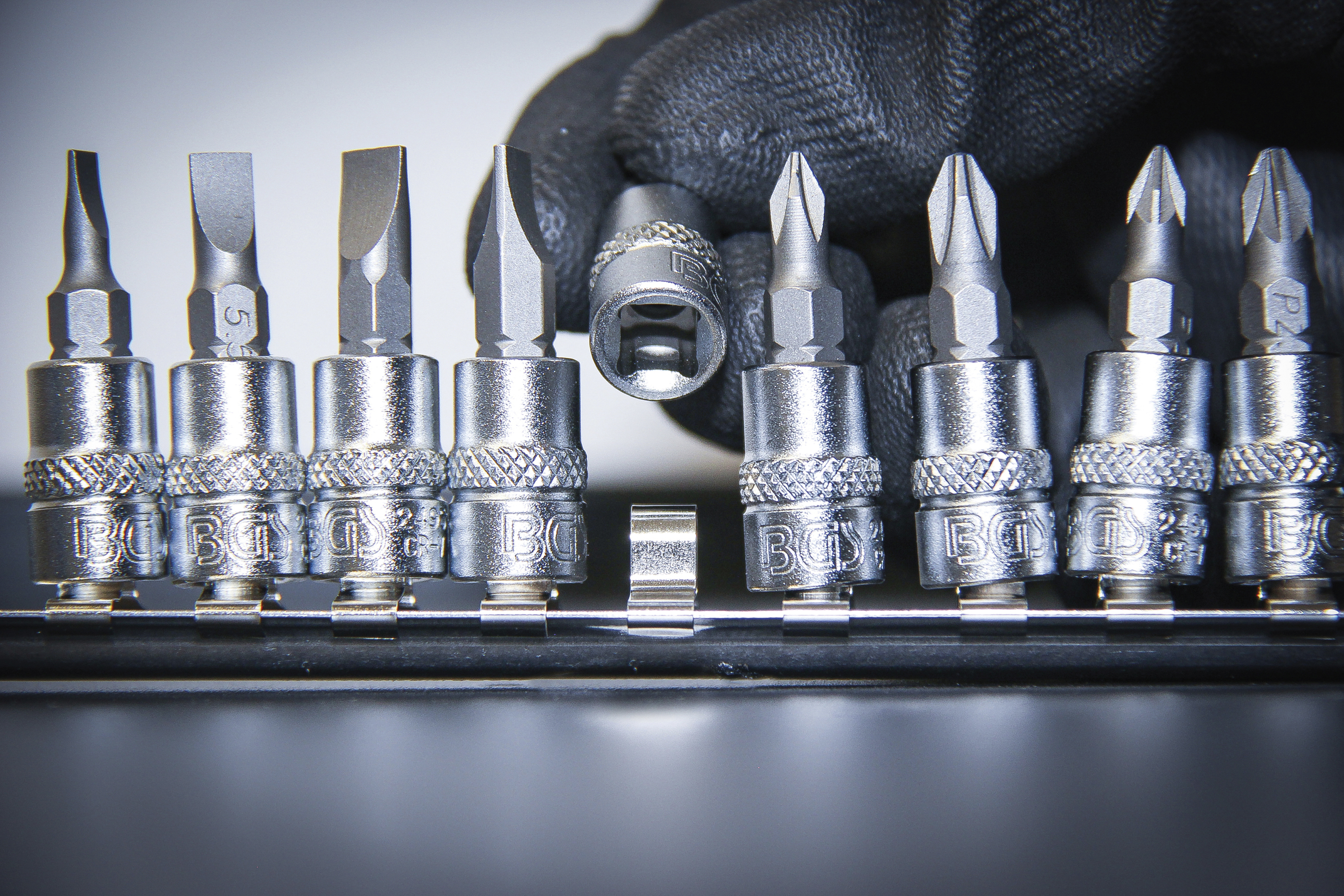 BGS Bit-Einsatz-Satz | Antrieb Innenvierkant 6,3 mm (1/4") | Schlitz, Kreuzschlitz PH, Kreuzschlitz PZ | 12-tlg.