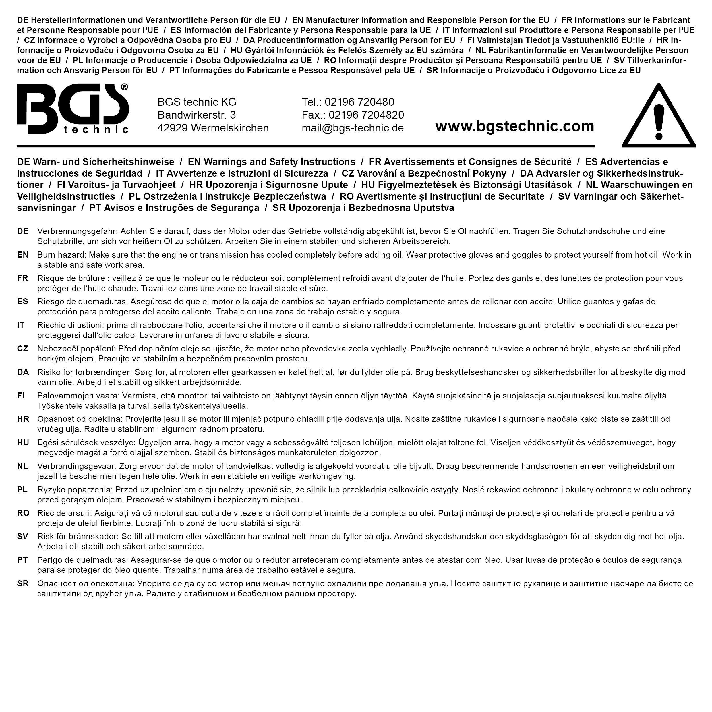 BGS Getriebeöl-Befüllgerät mit Handpumpe | mit Rücklaufsystem | mit 8 Adaptern | 7 l
