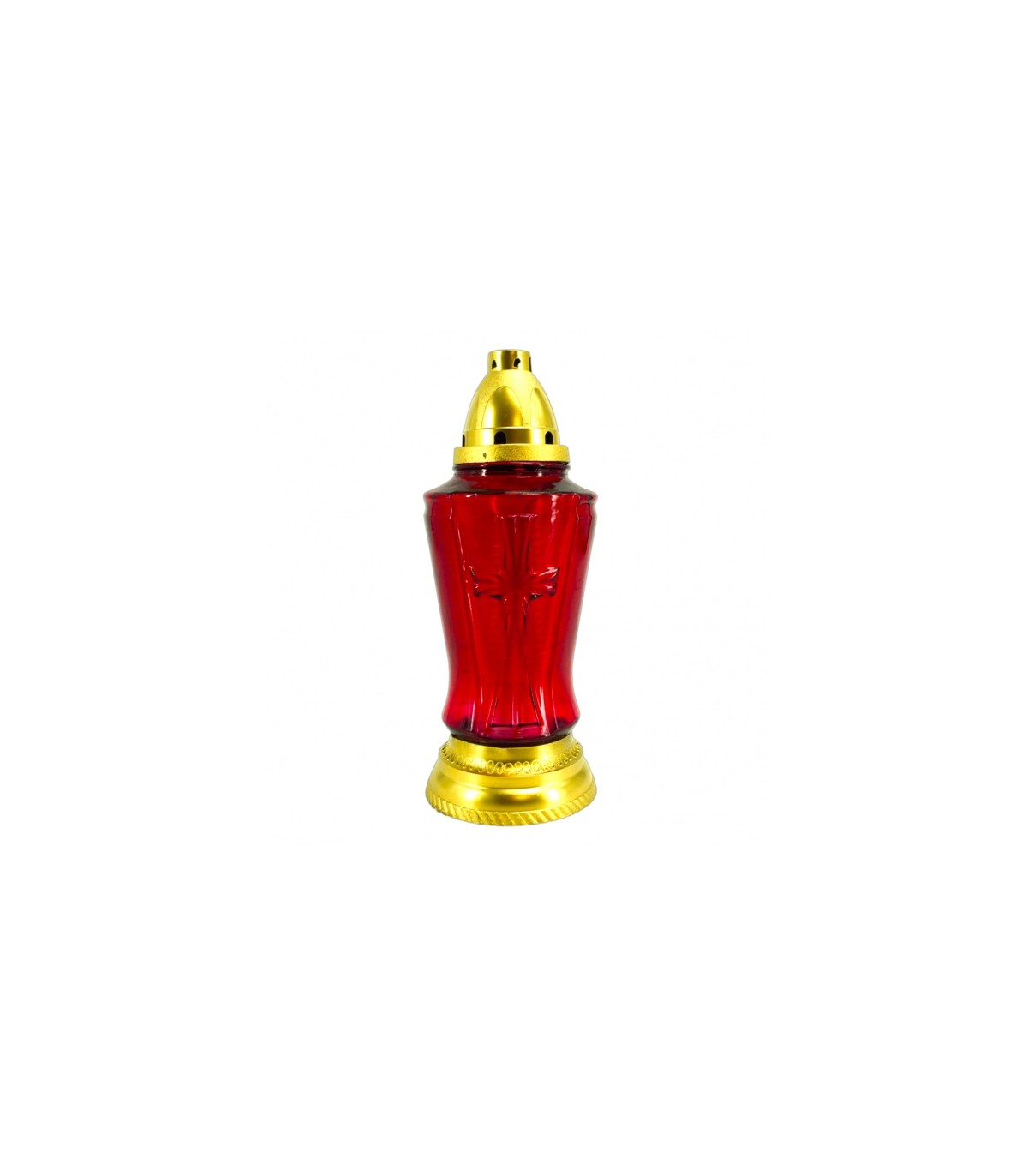 Grabkerze 220g Glas rot Golddeckel Grableuchte Kerze Grablicht