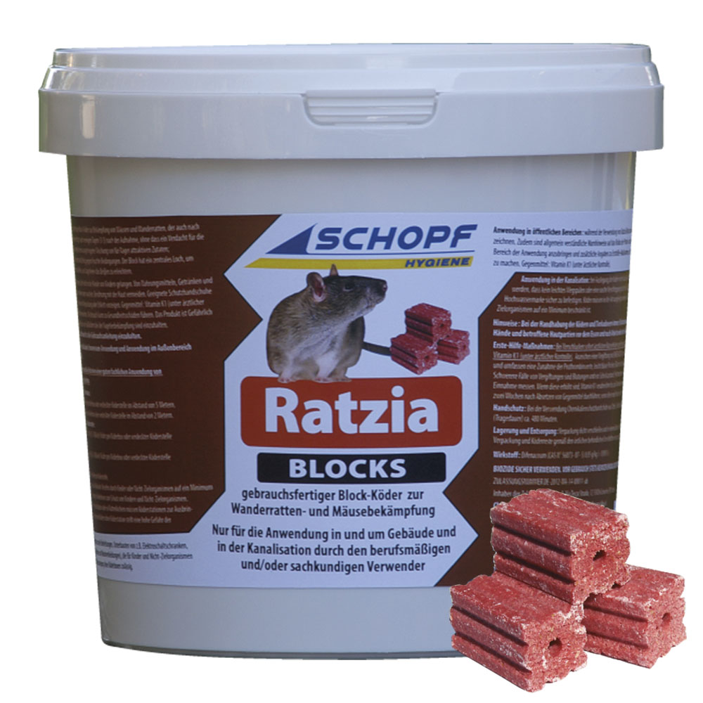 Schopf Ratzia Blocks Mäuse Rattenköder Eimer 3 kg (ACHTUNG VERSANDDAUER)