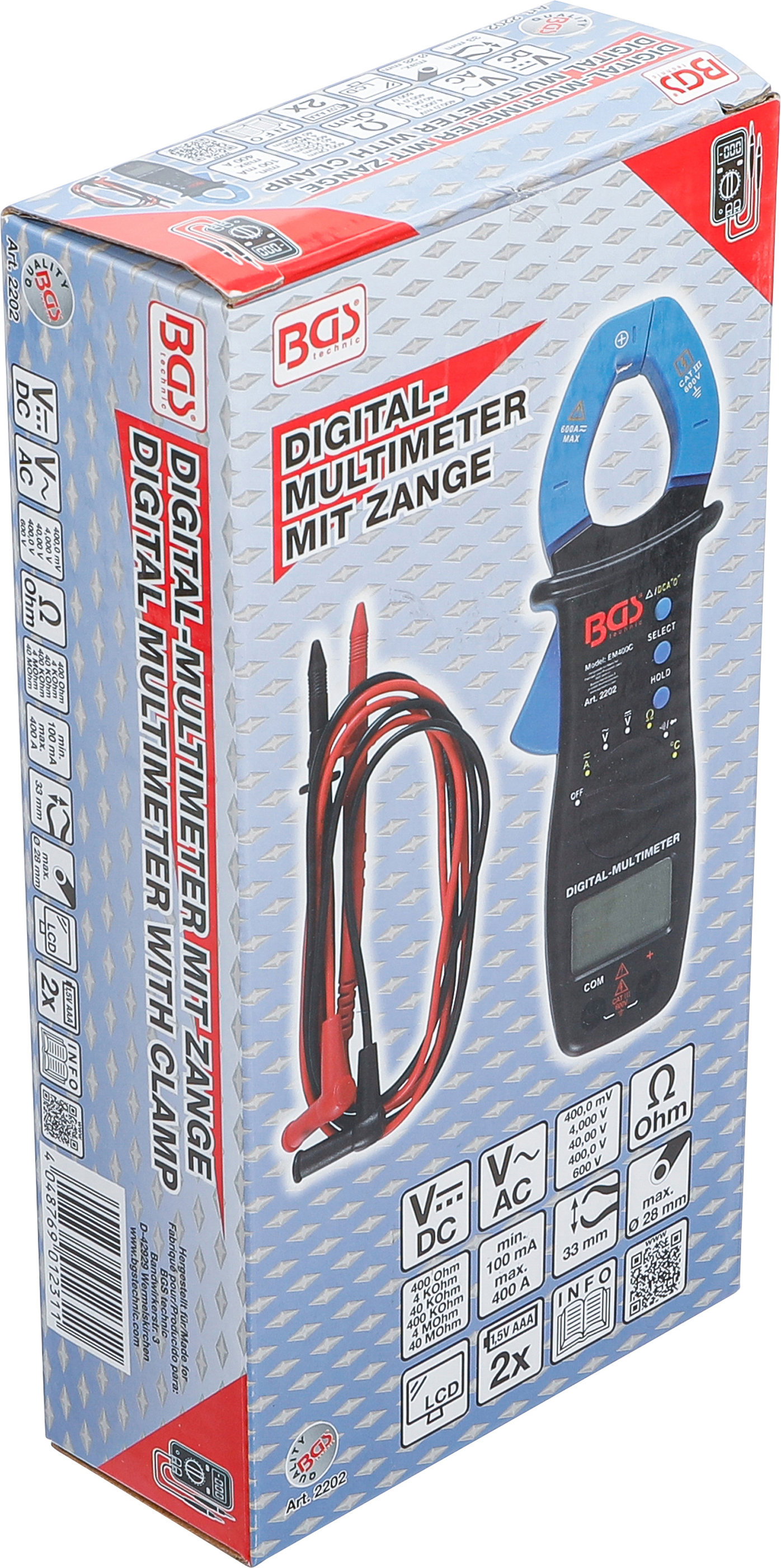 BGS Digital-Multimeter mit Zange für Gleich- und Wechselstrom