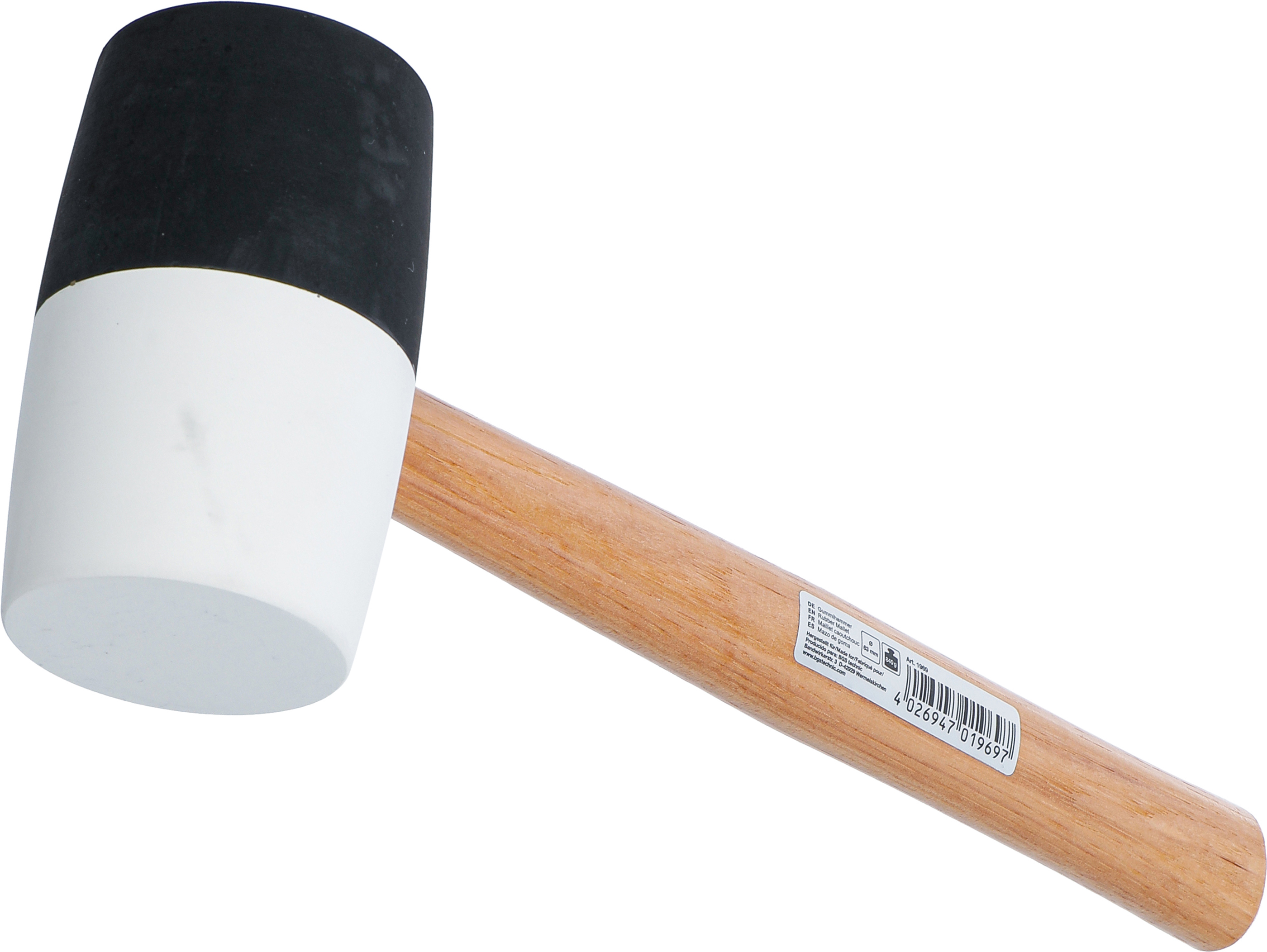 BGS Gummihammer | Hickory-Stiel | schwarz-weißer Kopf | Ø 63 mm | 840 g