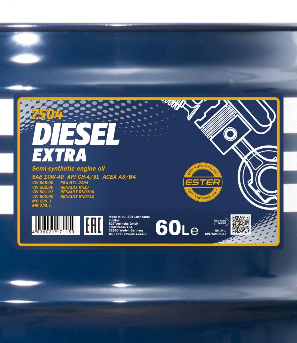10W-40 Mannol 7504 Diesel Extra Motoröl 60 Liter