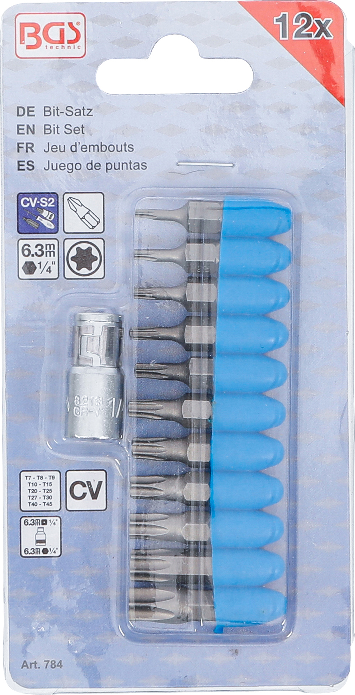 BGS Bit-Satz | Antrieb Außensechskant 6,3 mm (1/4") | Abtrieb T-Profil (für Torx) | 11-tlg.
