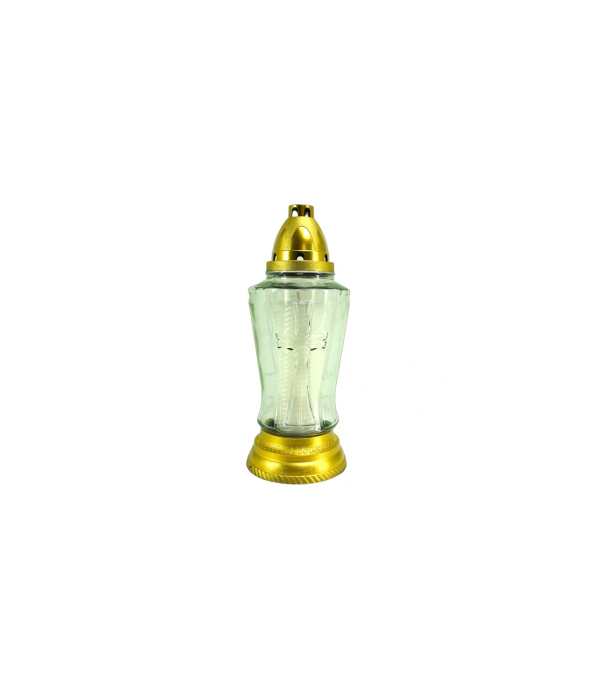 Grabkerze 220g Glas weiss Golddeckel Grableuchte Kerze Grablicht