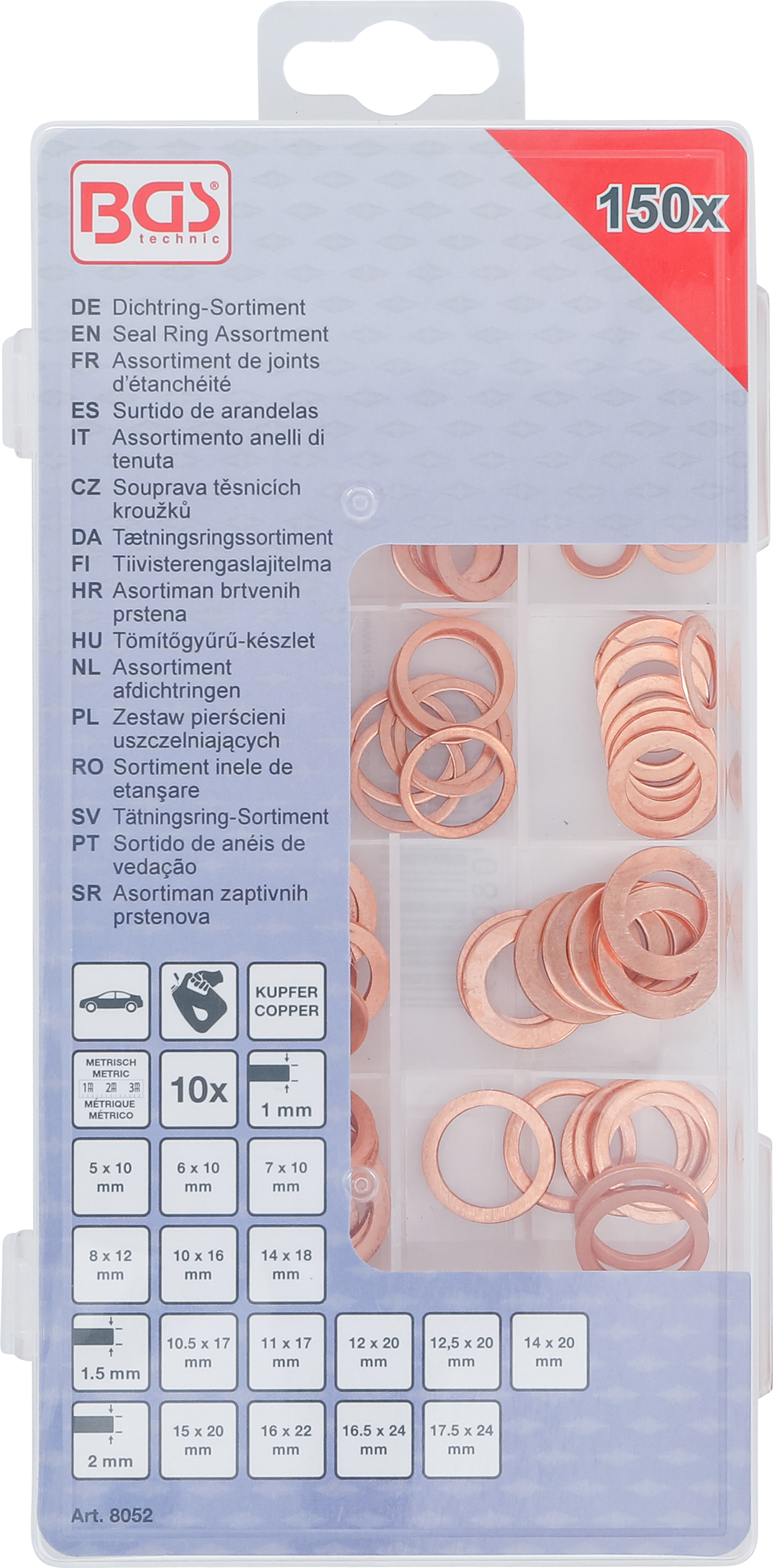 BGS Dichtring-Sortiment | Kupfer | 150-tlg.