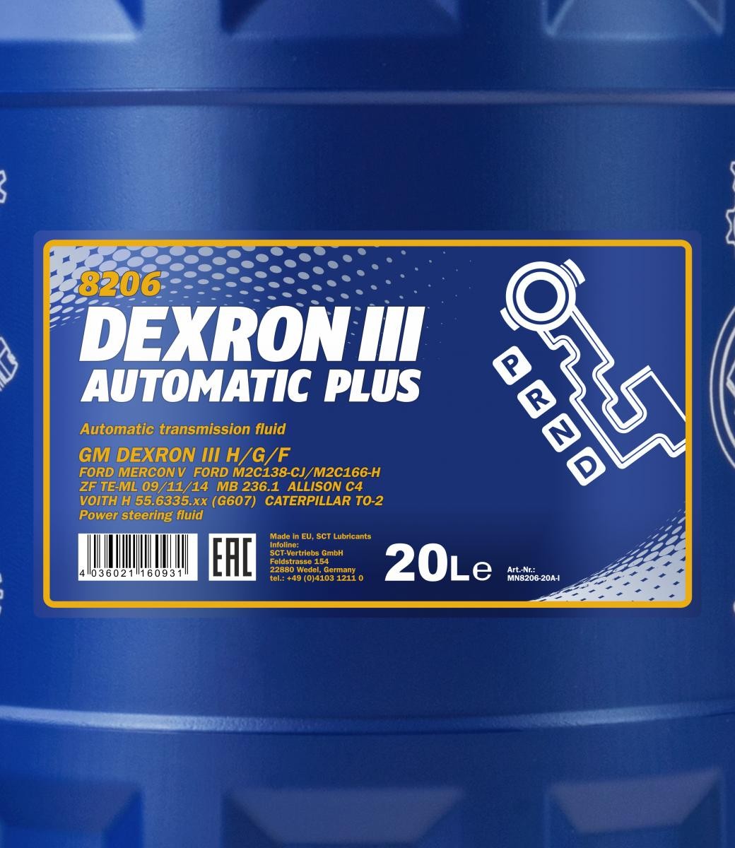 Mannol 8206 ATF Dexron III Automatic Plus DIII 20 Liter