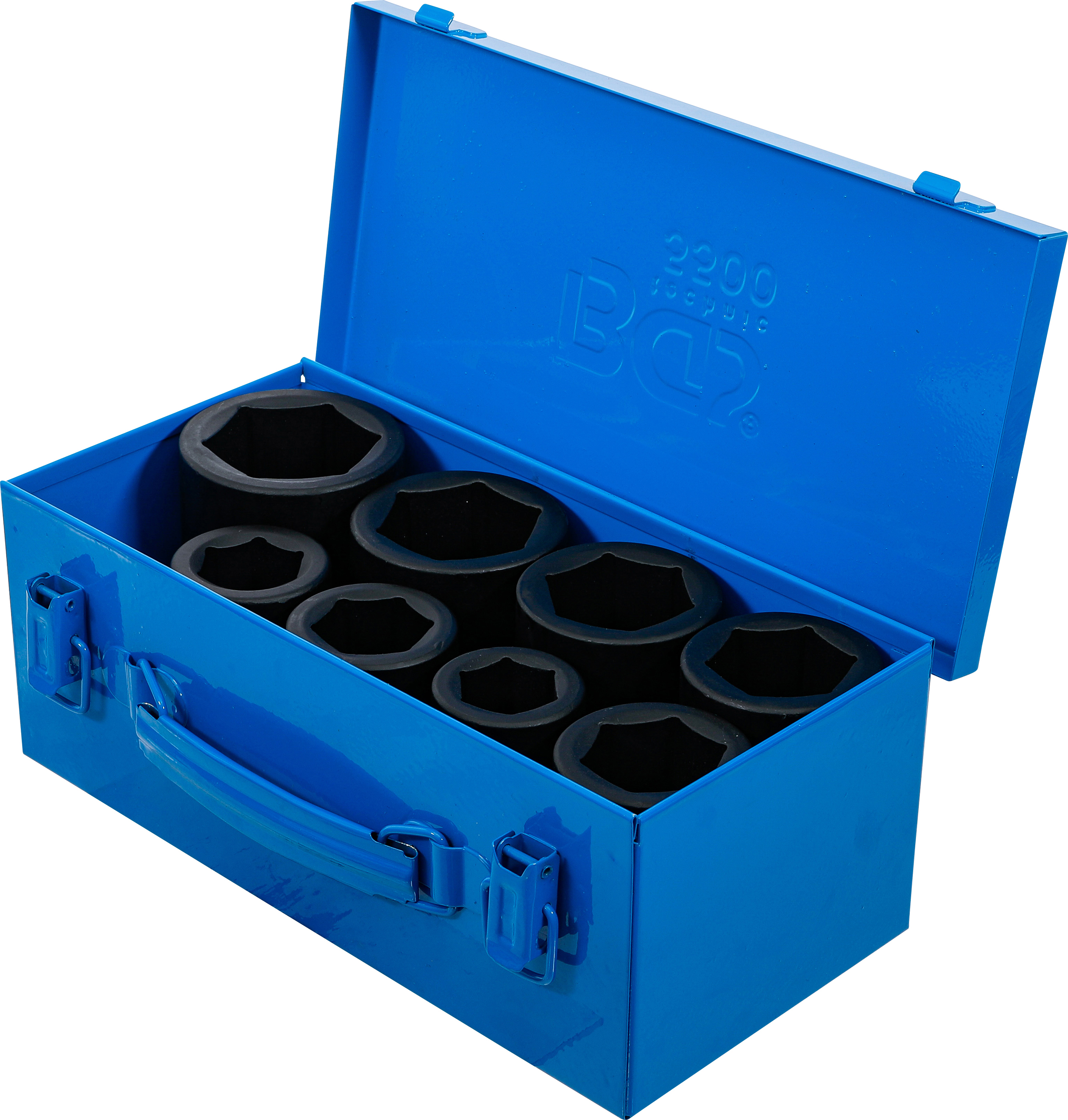 BGS Kraft-Steckschlüssel-Einsatz-Satz Sechskant, tief | Antrieb Innenvierkant 25 mm (1") | SW 27 - 50 mm | 8-tlg.
