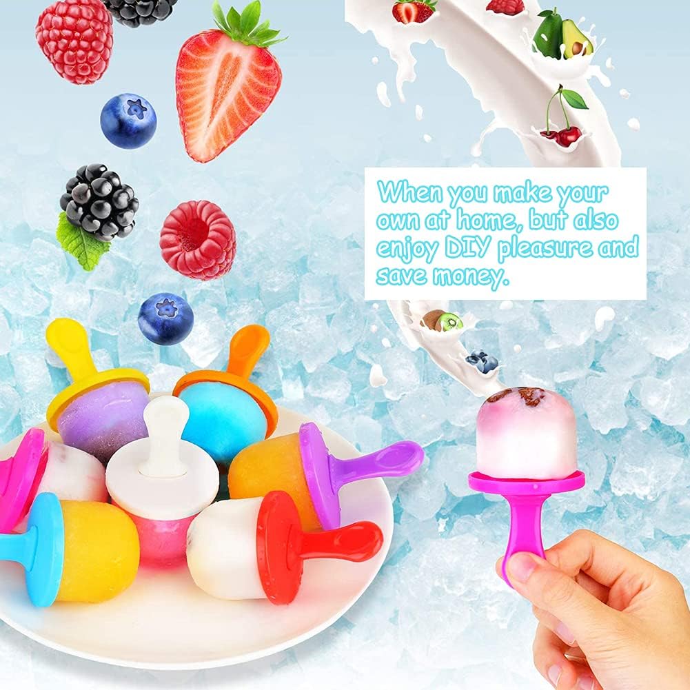 Eis Pop Form Eisformen Silikon Nesloonp Eisförmchen Popsicle Formen Wiederverwendbar Mini Eisformen mit bunten Kunststoff-Sticks für Kinder Baby Förmc