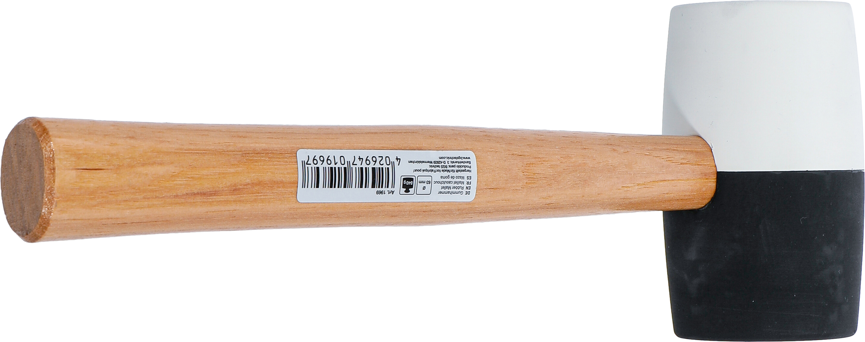 BGS Gummihammer | Hickory-Stiel | schwarz-weißer Kopf | Ø 63 mm | 840 g