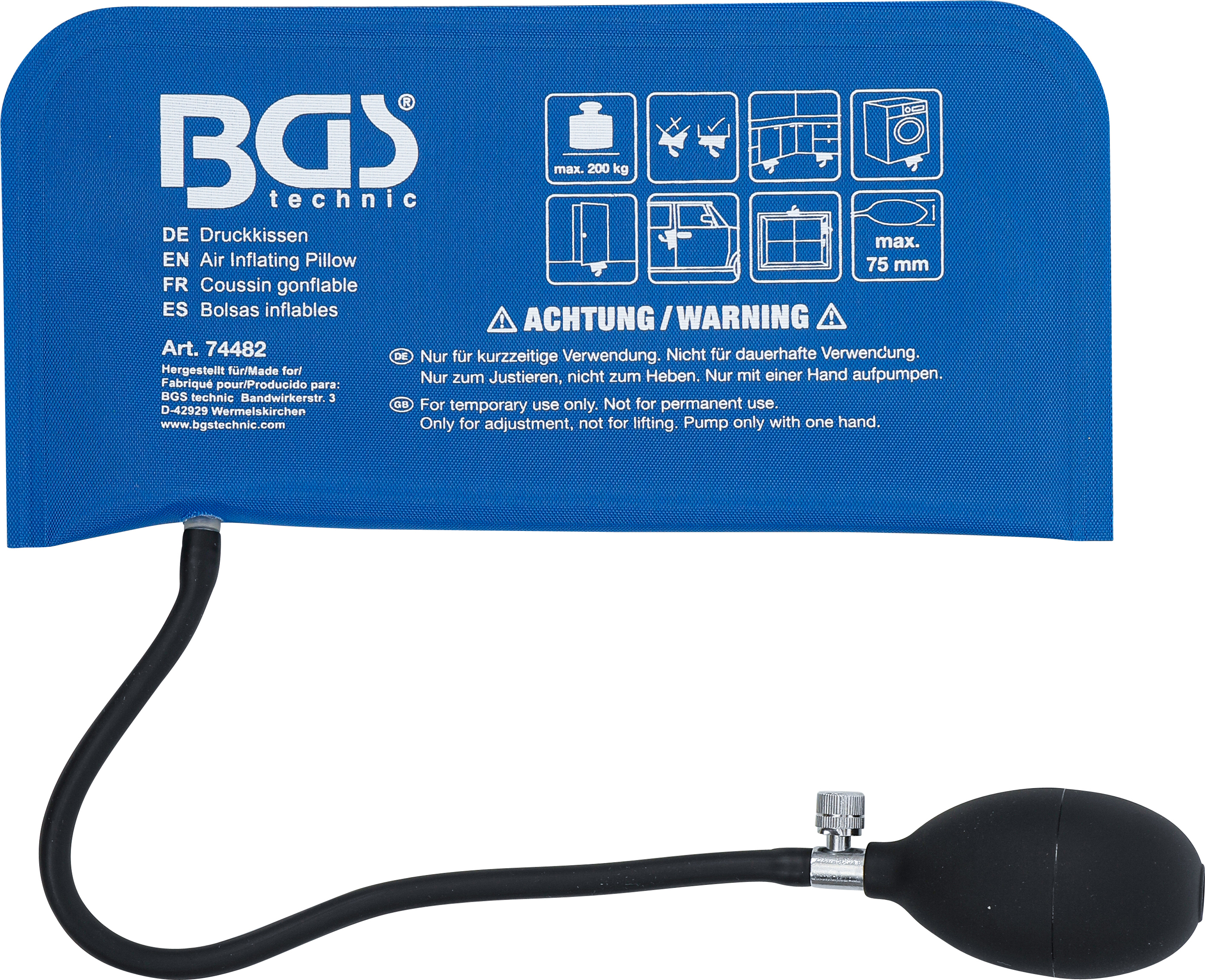 BGS Druckkissen | mit Handpumpe | Rechteck | 270 x 135 mm