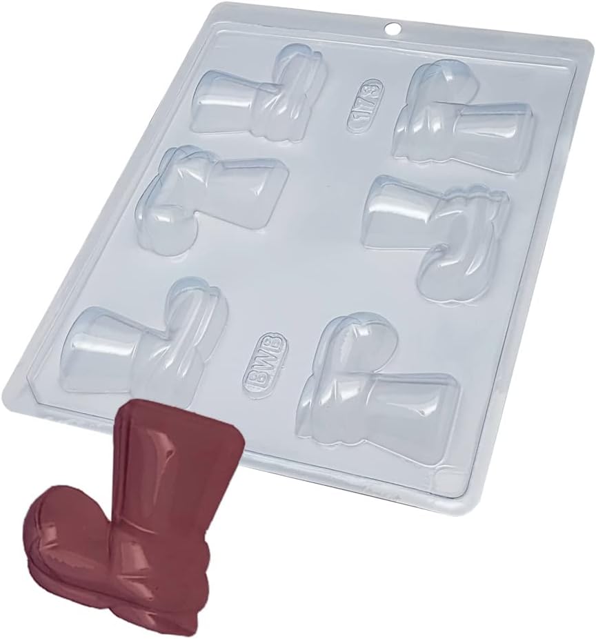 BWB 173 Form Bonbonform Weihnachten Mittlerer Stiefel für heiße Schokolade Einfache Form mit 6 Löchern 60g Material PET Kunststoff Transparent Dreidim