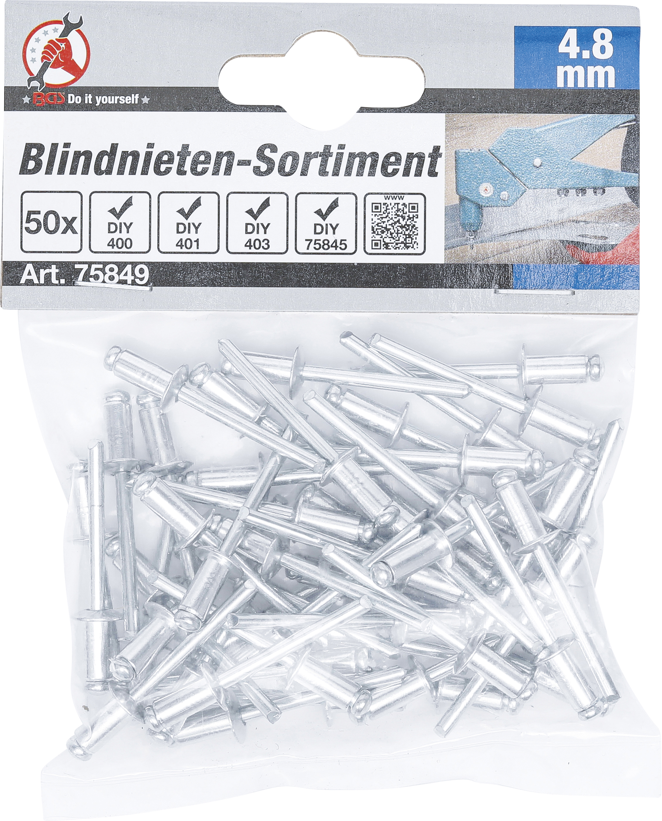 BGS Blindnieten-Sortiment | Ø 4,8 mm | 50-tlg.