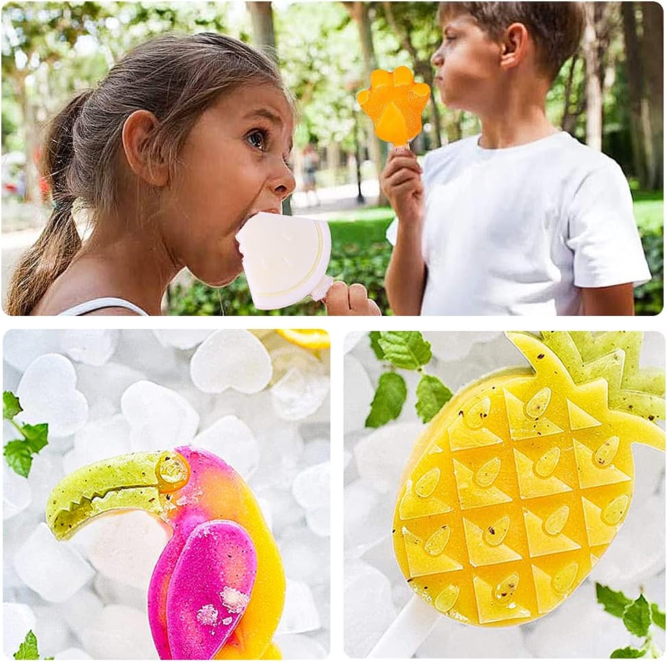 Eisformen Silikon, 3 Stück Popsicle Formen Set Eisformen Silikon-Form Starter Ice Pop Molds Wiederverwendbare Stiel Formen Handgefertigte DIY-Eisforme