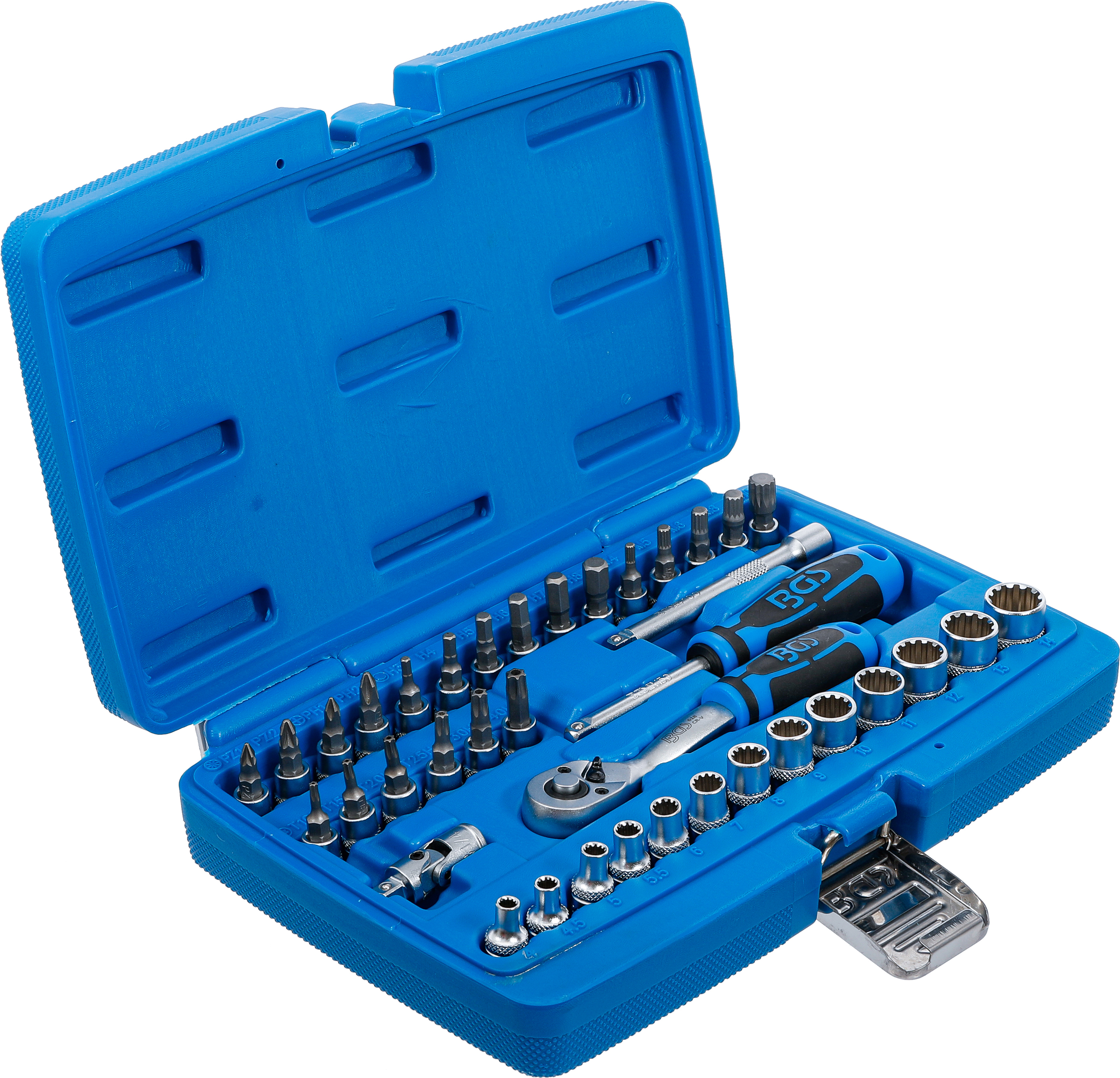 BGS Steckschlüssel-Satz Gear Lock | Antrieb 6,3 mm (1/4") | 38-tlg.