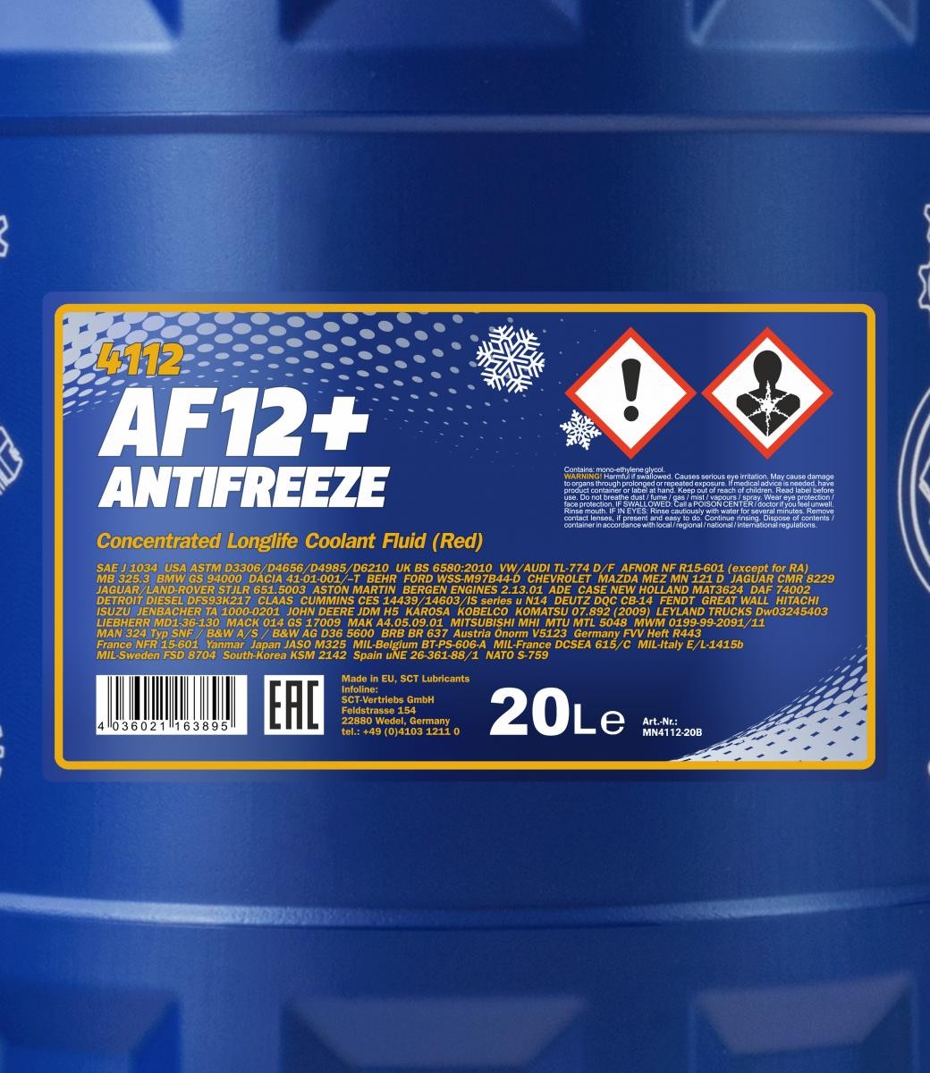 Mannol 4112 Kühlerfrostschutz Antifreeze AF12+ Longlife Konzentrat 20 Liter