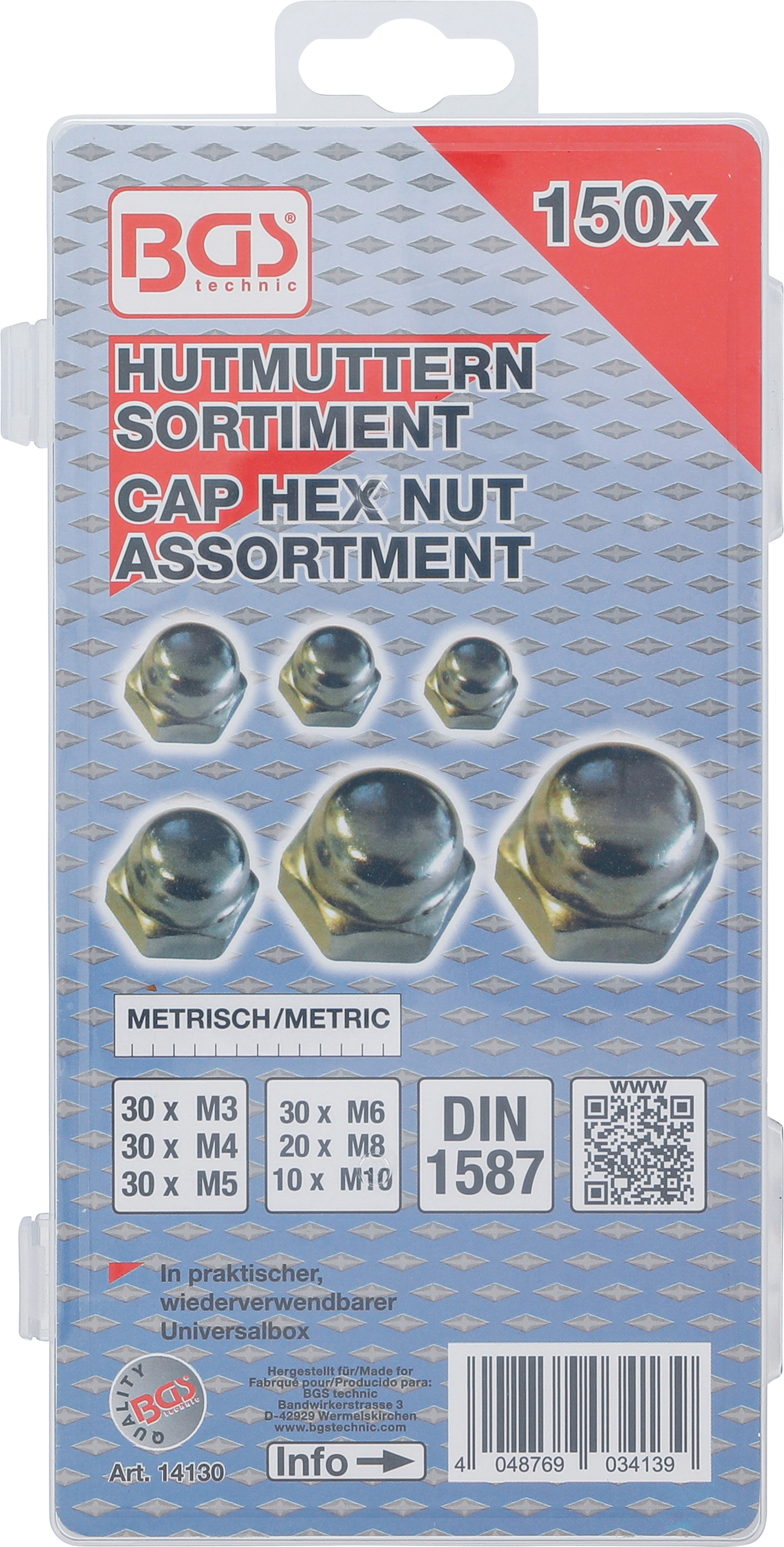 BGS Hutmuttern-Sortiment | 150-tlg.