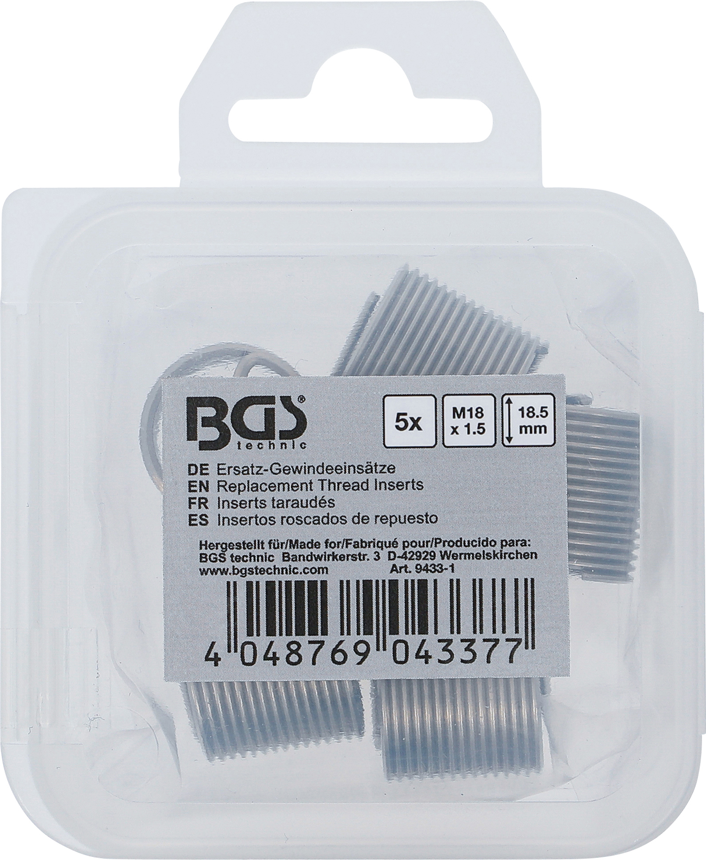 BGS Ersatz-Gewindeeinsätze | M18 x 1,5 mm | 5-tlg. BGS Ersatz-Gewindeeinsätze | M18 x 1,5 mm | 5-tlg.