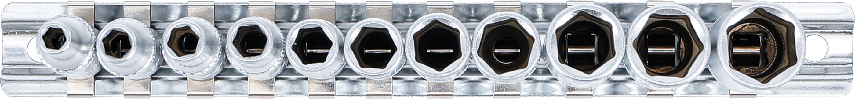 BGS Steckschlüssel-Einsatz-Satz Sechskant, tief | Antrieb Innenvierkant 6,3 mm (1/4") | SW 4 - 13 mm | 11-tlg.