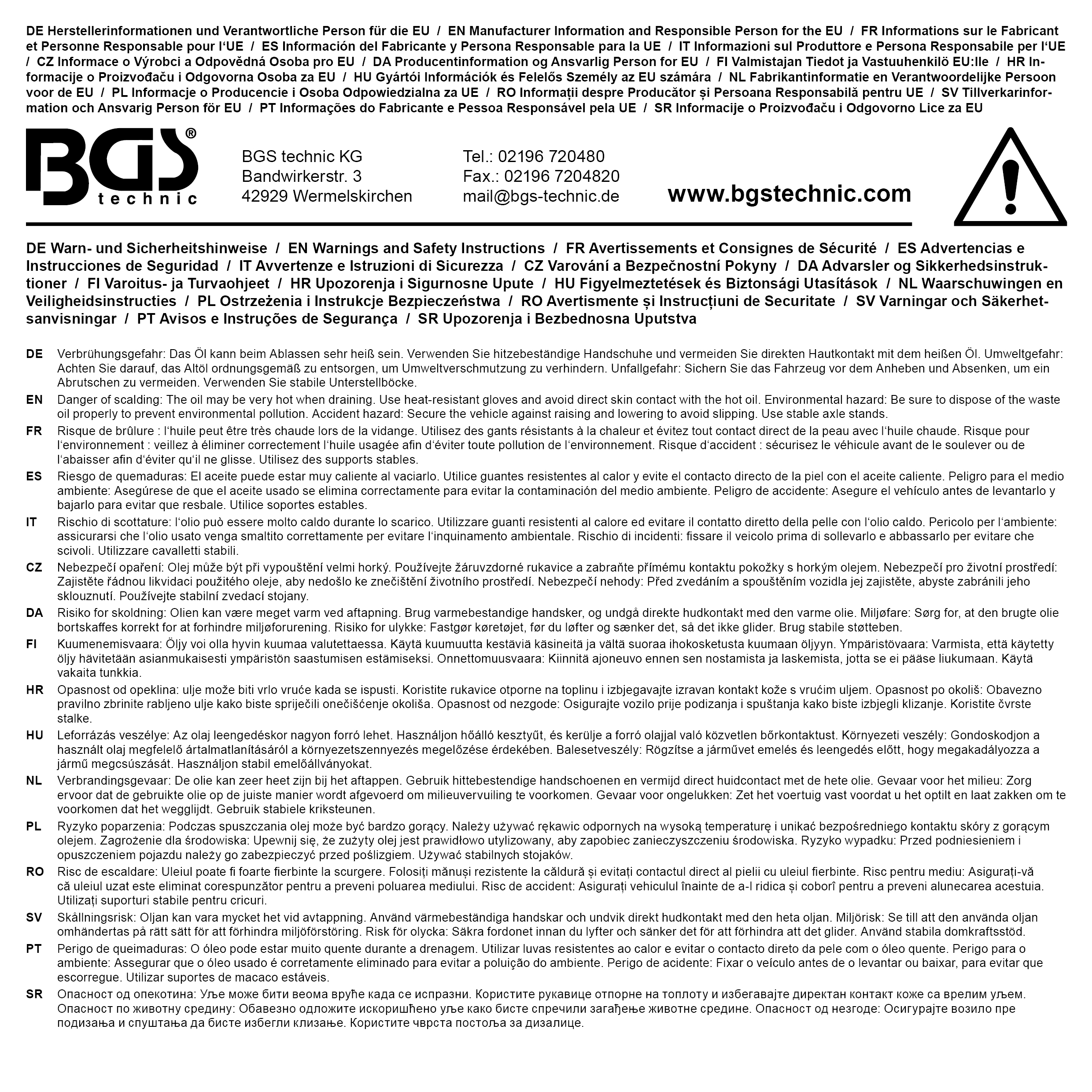 BGS Universal-Öldienst-Schlüssel-Satz | für Kunststoff-Ölablassschrauben | Antrieb Außensechskant 6,3 mm (1/4") / Abtrieb Außenvierkant 10 mm (3/8") | 5-tlg.