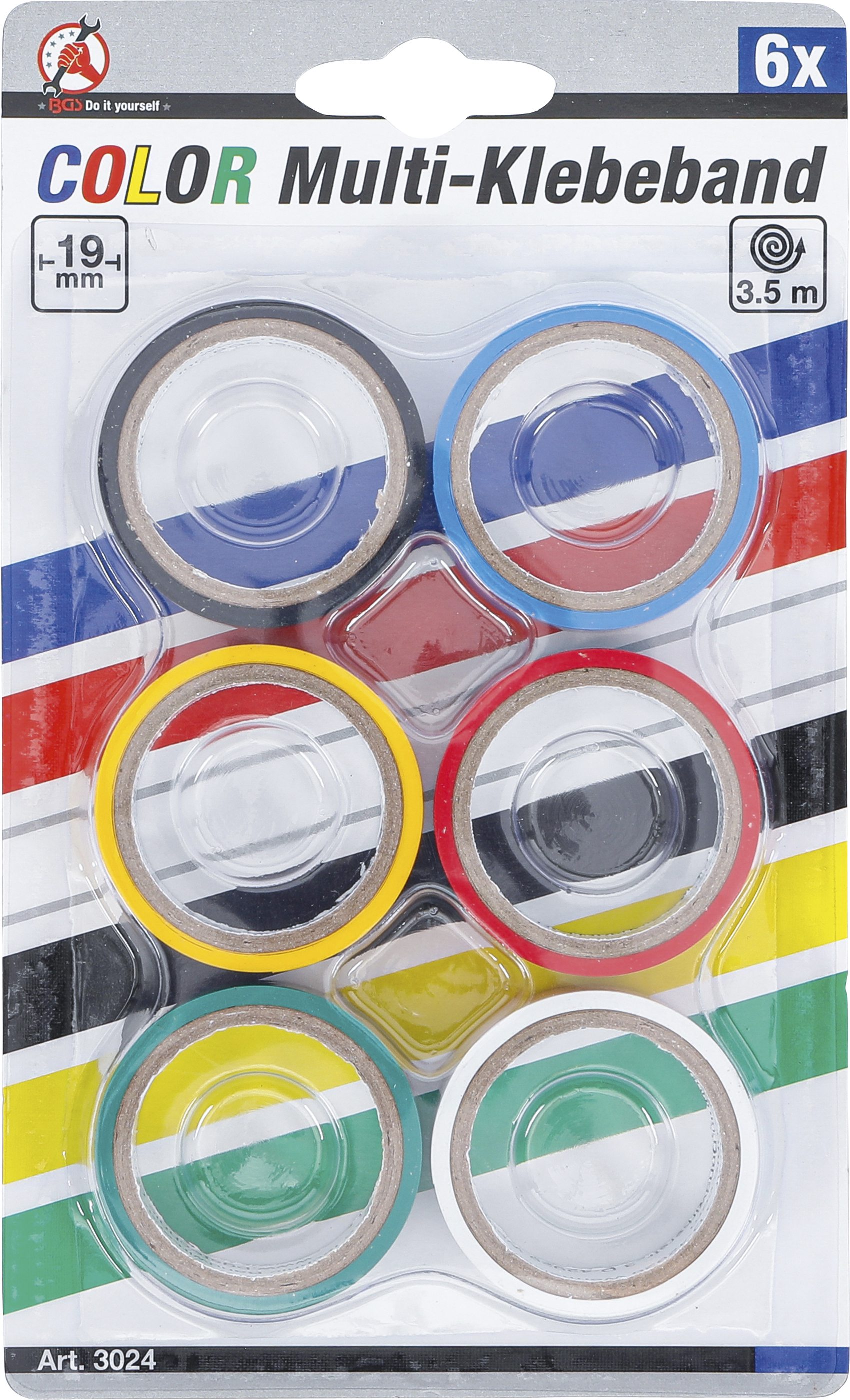 BGS COLOR Multi-Klebeband Set | 19 x 3,5 m | 6-tlg.