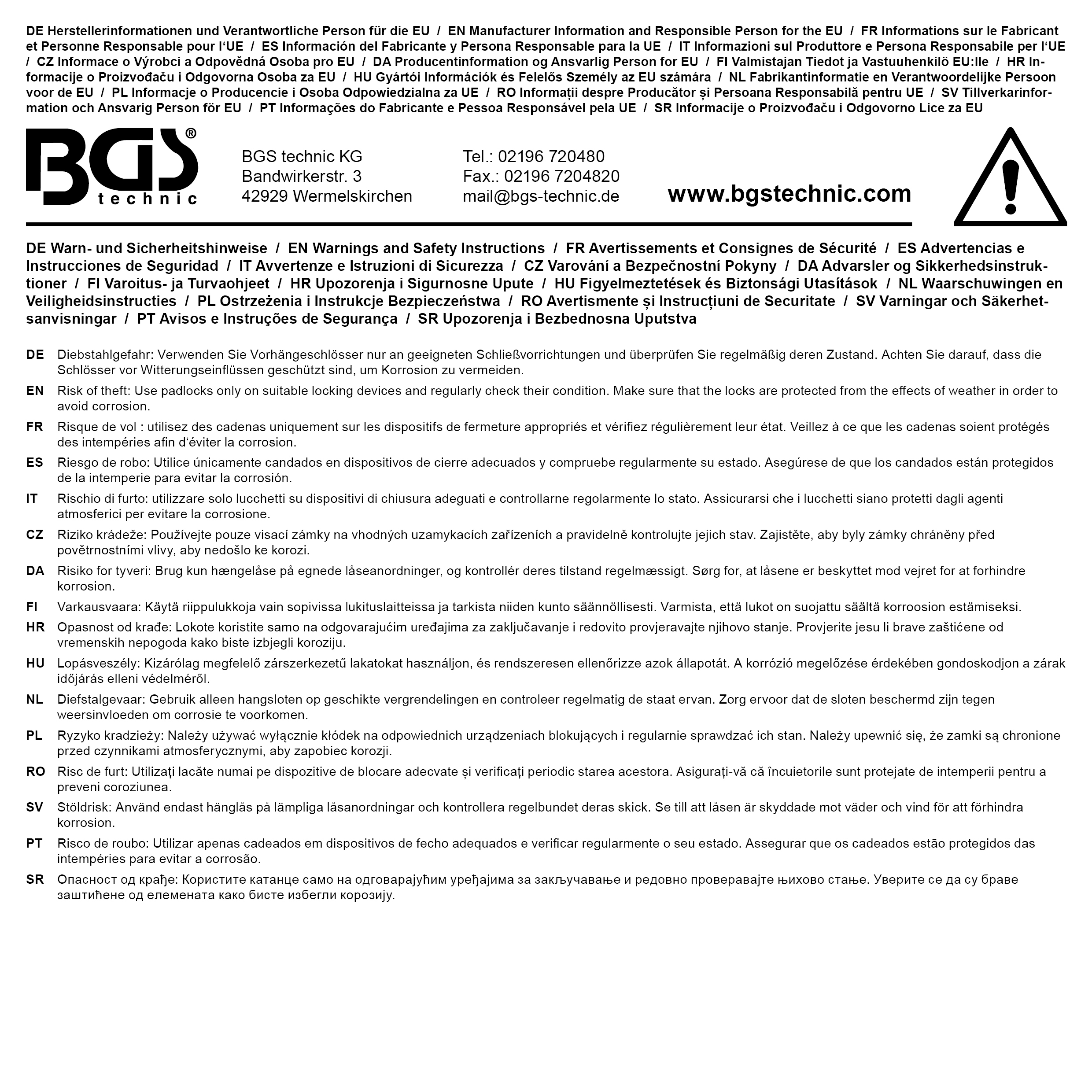 BGS Messing-Vorhängeschloss-Satz | gleichschließend | 40 mm | 4-tlg.