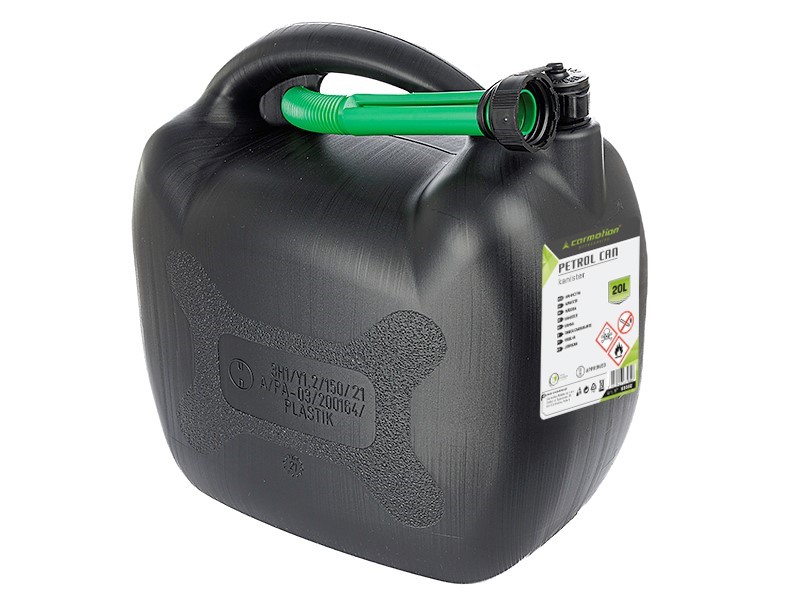 Carmotion Benzinkanister Reservekanister Kraftstoffkanister Kunststoff Oval Schwarz 20 Liter