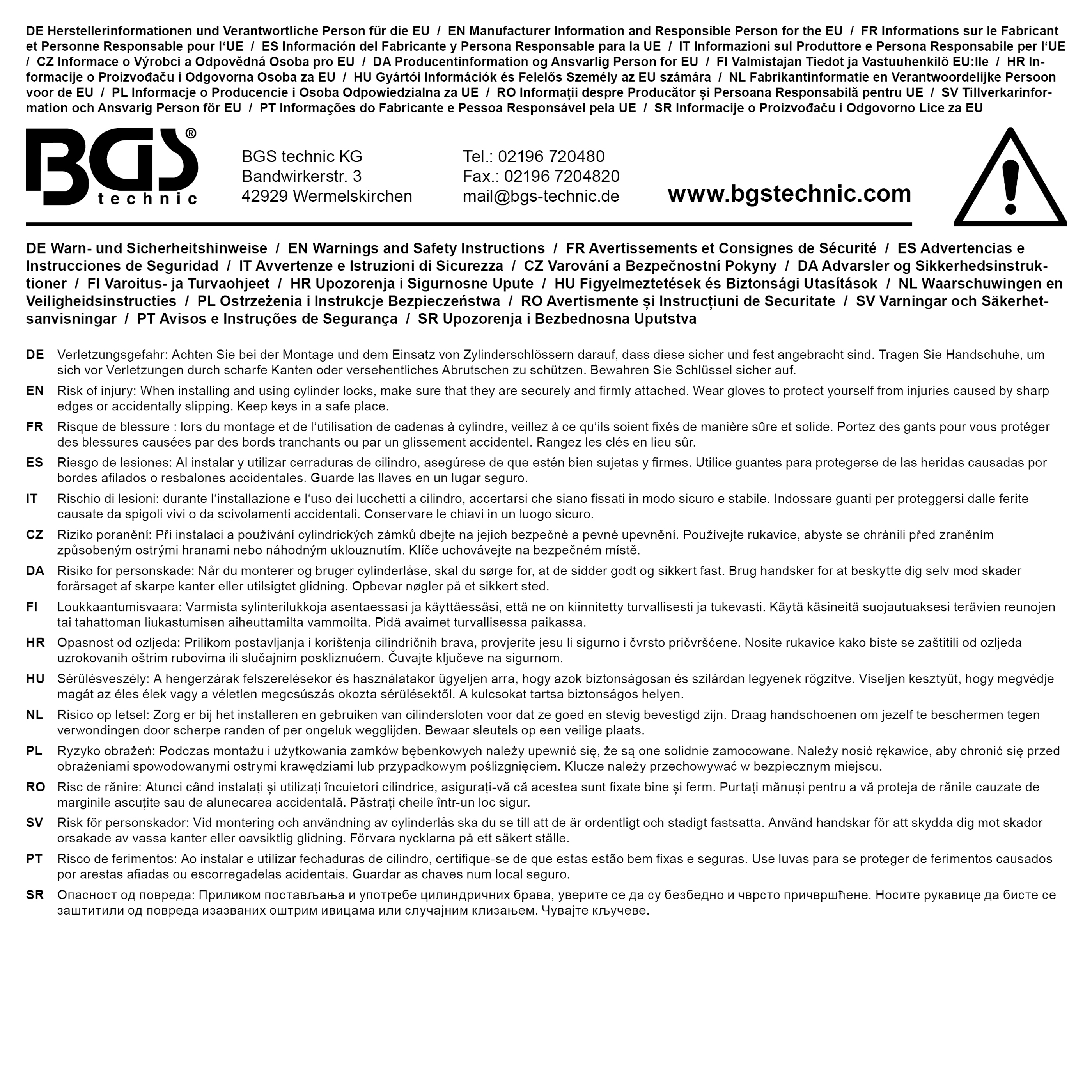BGS Sicherheits-Türzylinder | mit Drehknauf | 70 mm