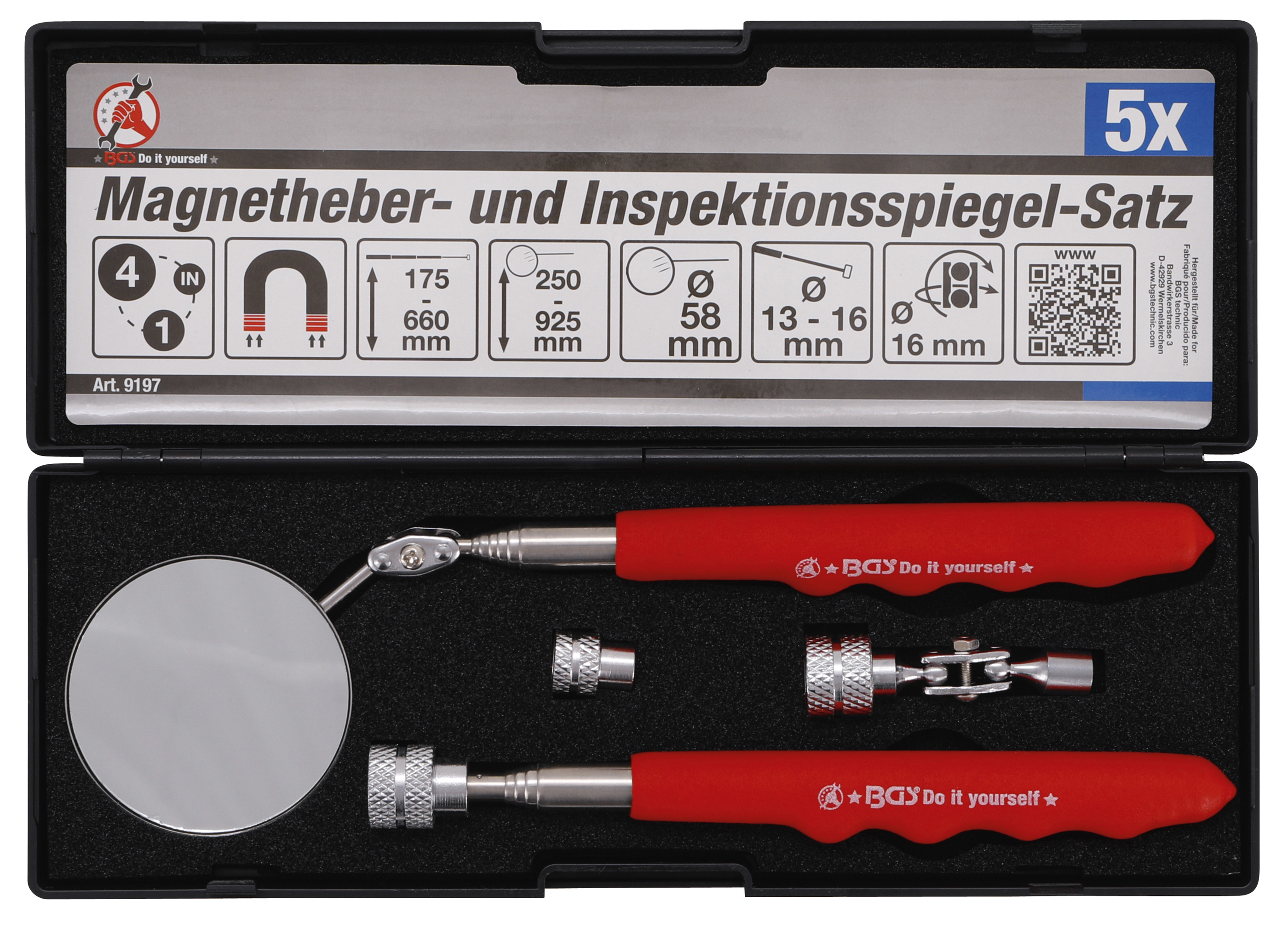 BGS Magnetheber- und Inspektionsspiegel-Satz | 4-tlg.