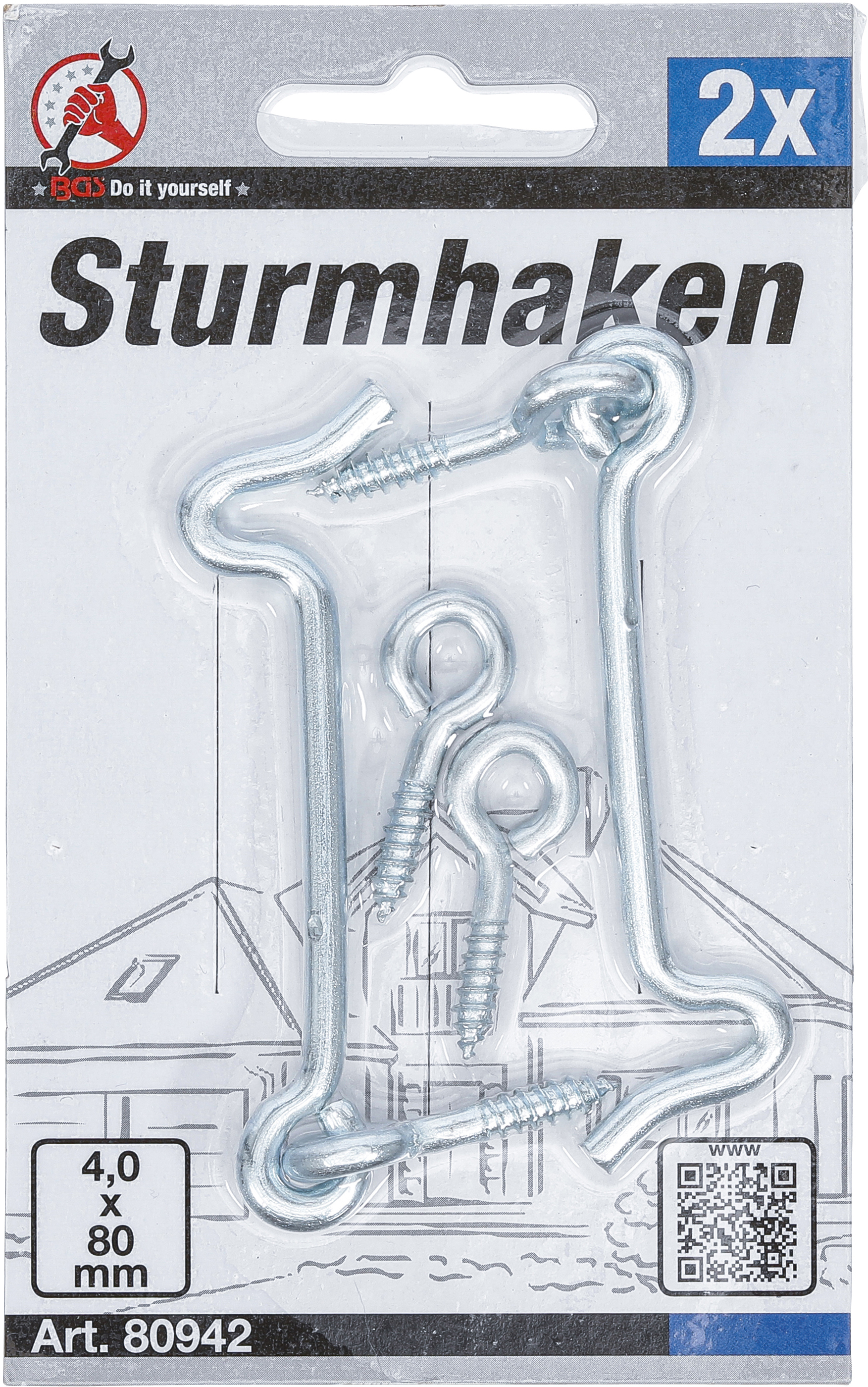 BGS Sturmhaken | 4,0 x 80 mm | 2-tlg.