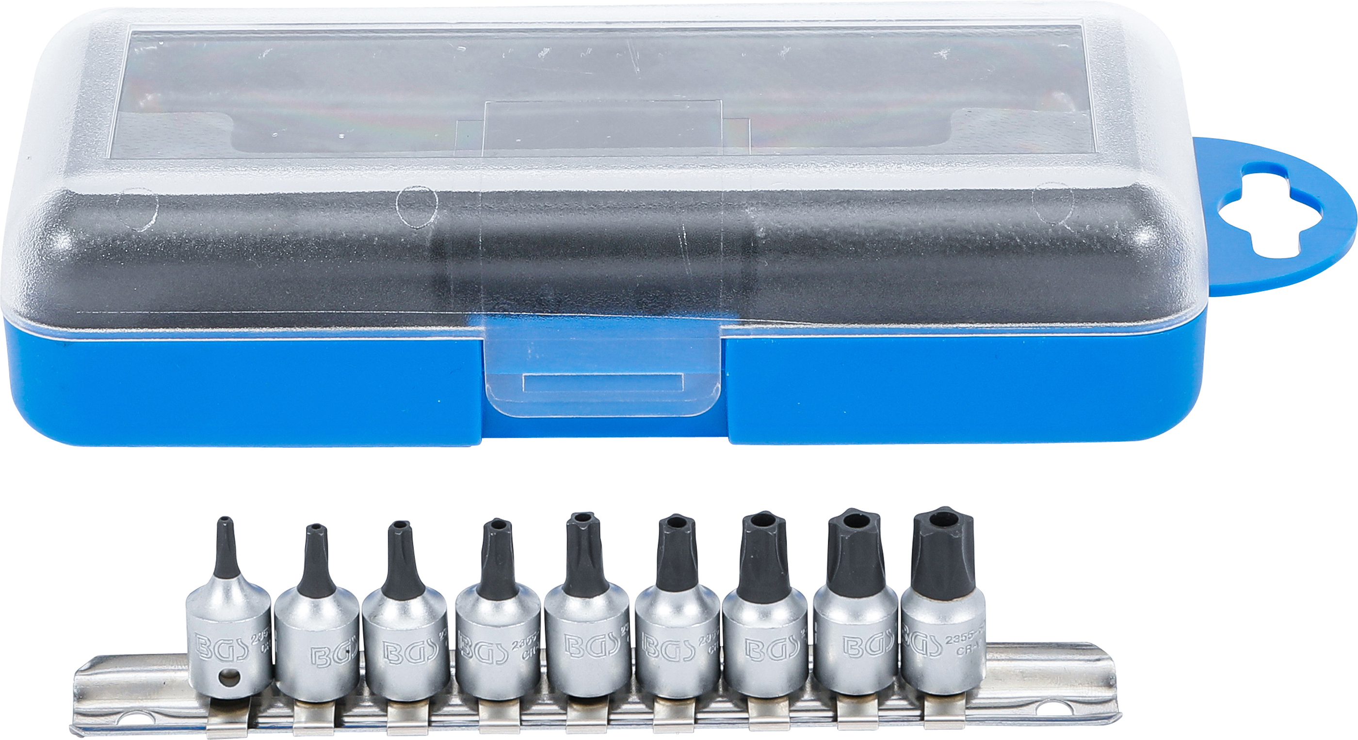 BGS Bit-Einsatz-Satz | Antrieb Innenvierkant 6,3 mm (1/4") | TS-Profil (für Torx Plus) mit Bohrung | 9-tlg.