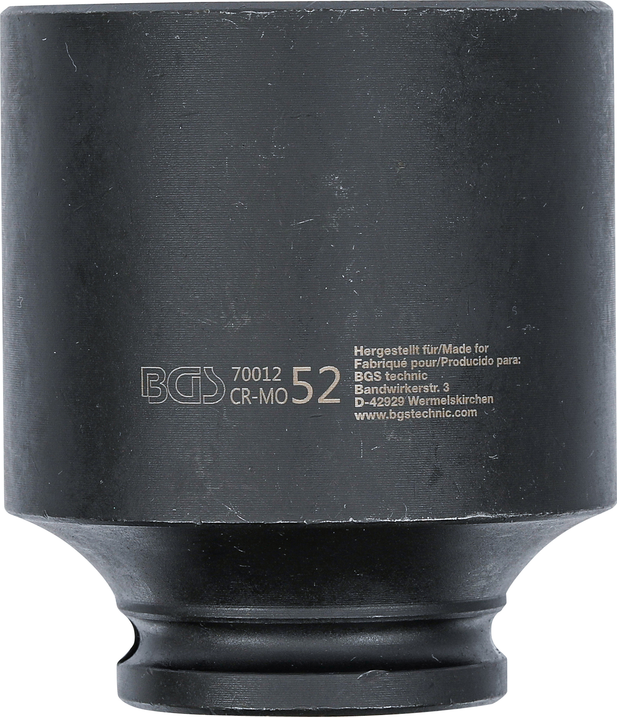 BGS Kraft-Steckschlüssel-Einsatz Sechskant | Antrieb Innenvierkant 12,5 mm (1/2") | SW 52 mm BGS Kraft-Steckschlüssel-Einsatz Sechskant | Antrieb Innenvierkant 12,5 mm (1/2") | SW 52 mm