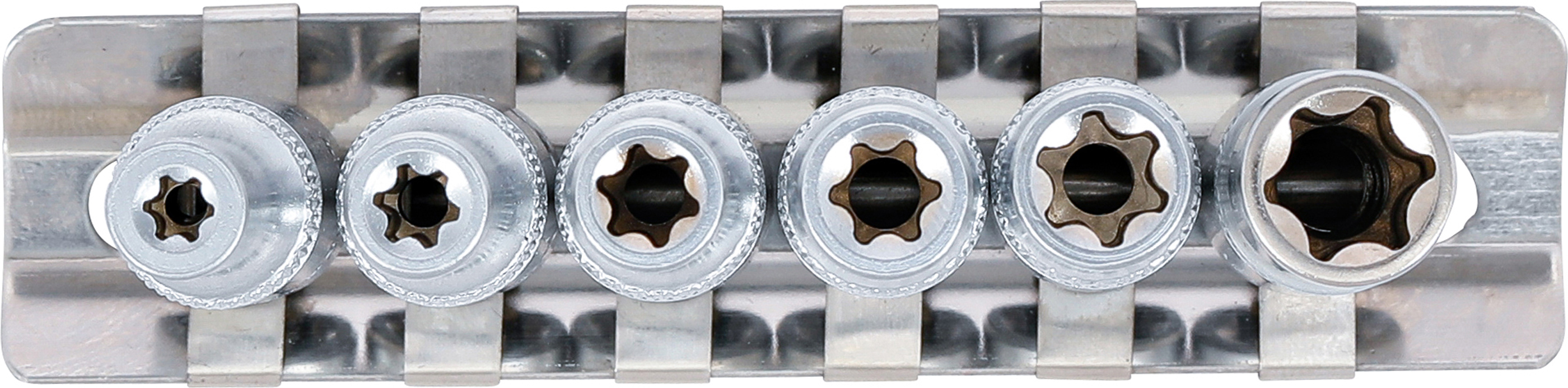 BGS Steckschlüssel-Einsatz-Satz E-Profil, tief | Antrieb innenvierkant 6,3 mm (1/4") | SW E4 - E10 | 6-tlg.