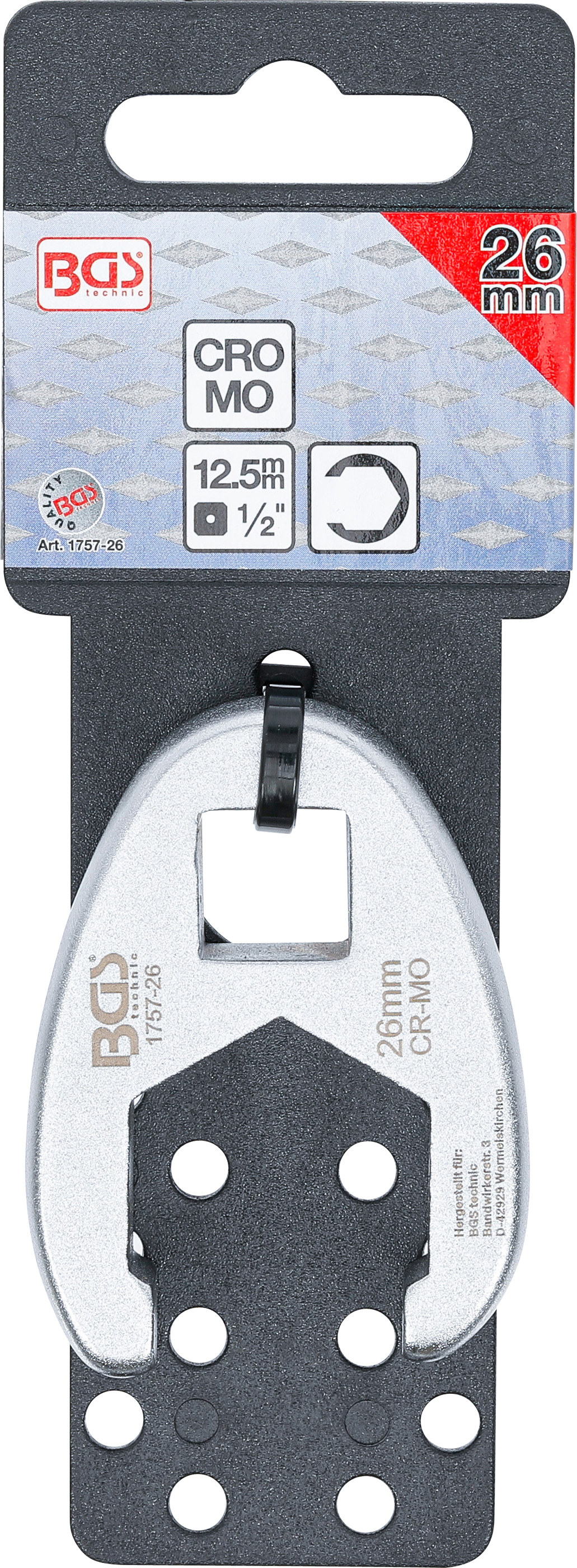 BGS Hahnenfußschlüssel | Antrieb Innenvierkant 12,5 mm (1/2") | SW 26 mm